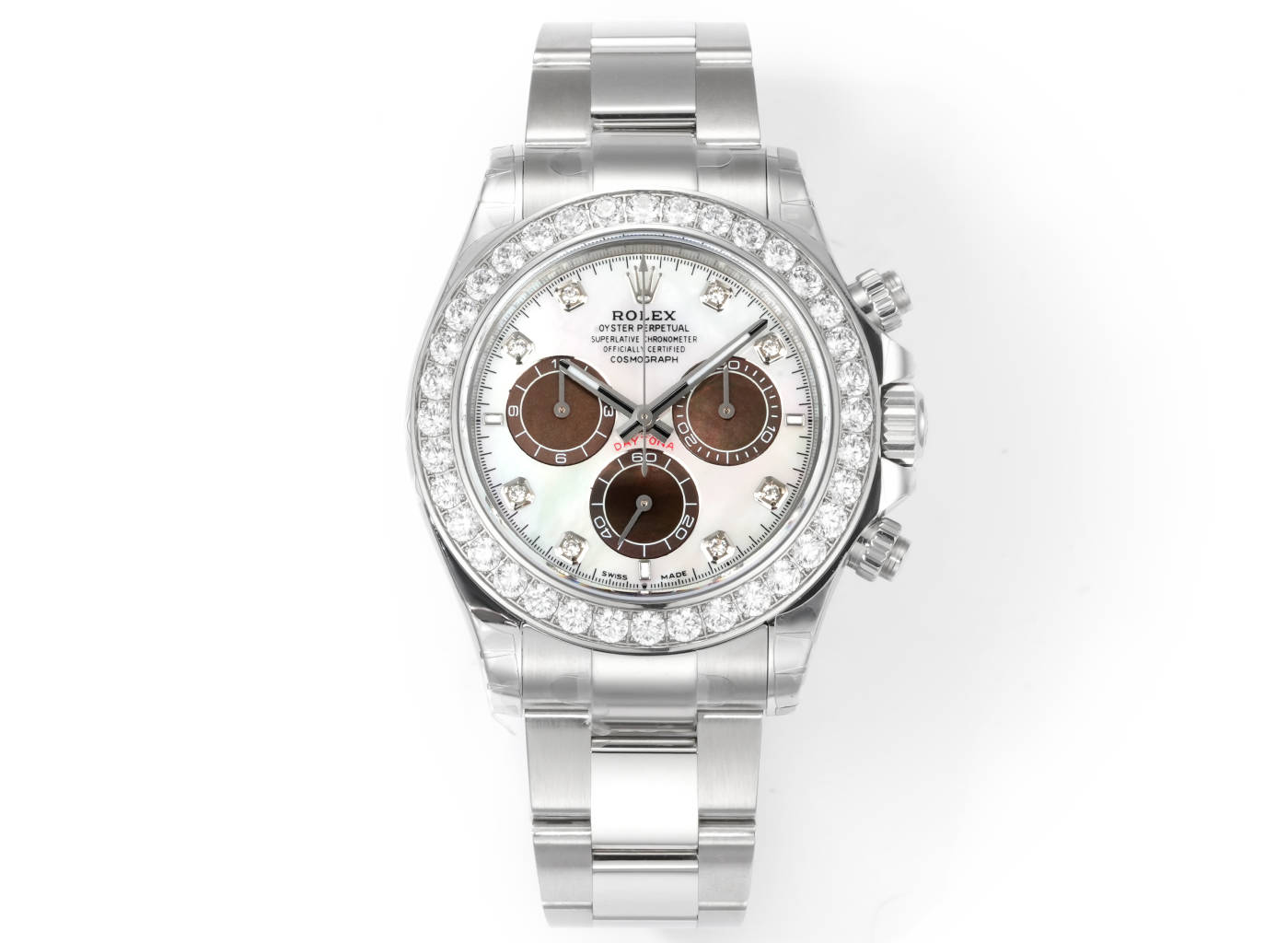 Rolex Cosmograph Daytona 40mm Round - Diamond - Set Mother - of - Pearl Dial Watch, Calibre 4130