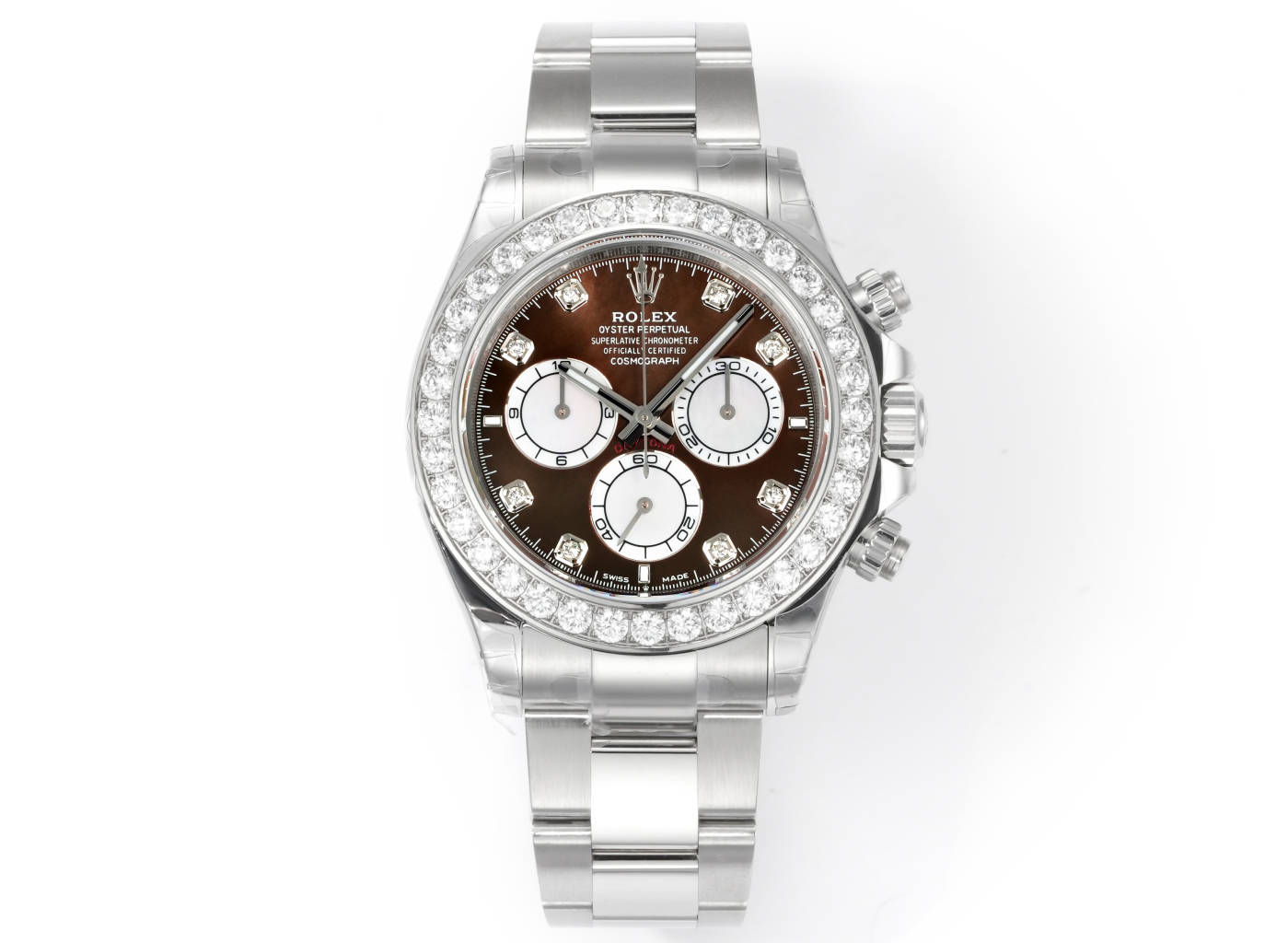 Rolex Cosmograph Daytona 40mm Round - Diamond - Set Brown Dial Watch, Calibre 4130