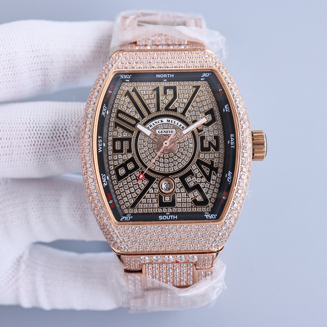 Franck Muller Vanguard 45mm Moissanite Diamond Watch, Calibre FM 8000