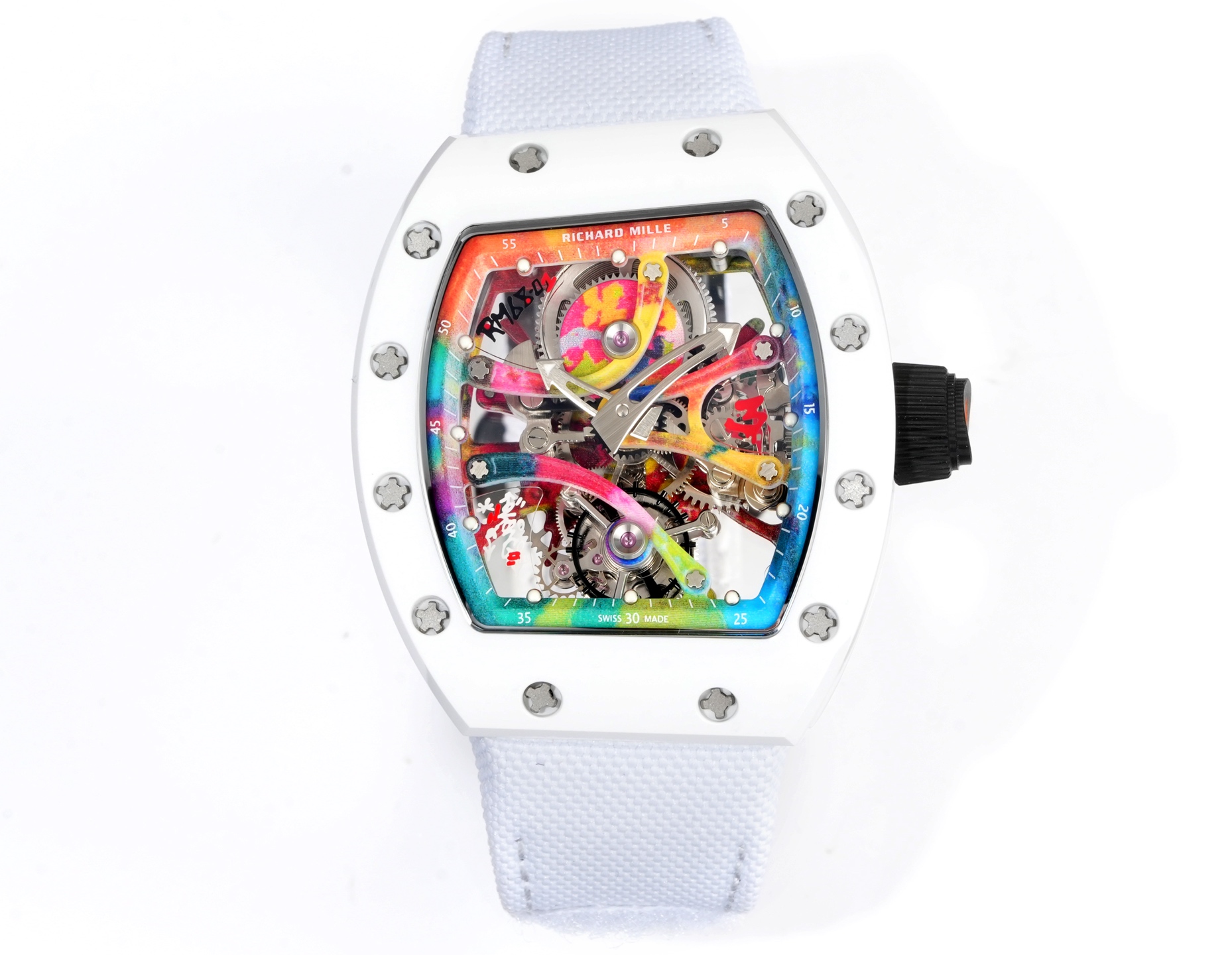 Richard Mille RM 68-01 Tourbillon Cyril Kongo Watch (White Ceramic Case, White Fabric Strap)