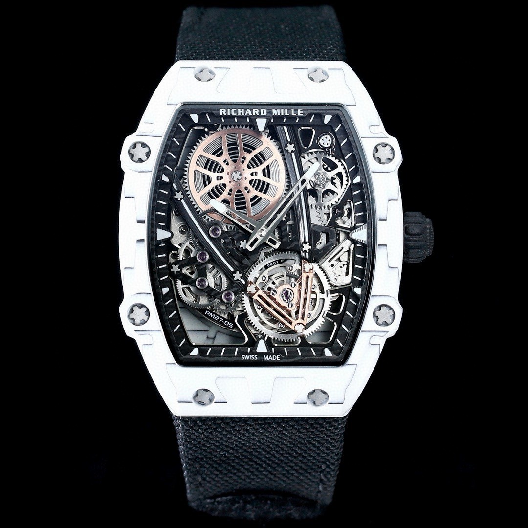 Richard Mille RM 27-05 Tourbillon Watch (White Ceramic Case, Black Fabric Strap, Rafael Nadal Limited Edition)
