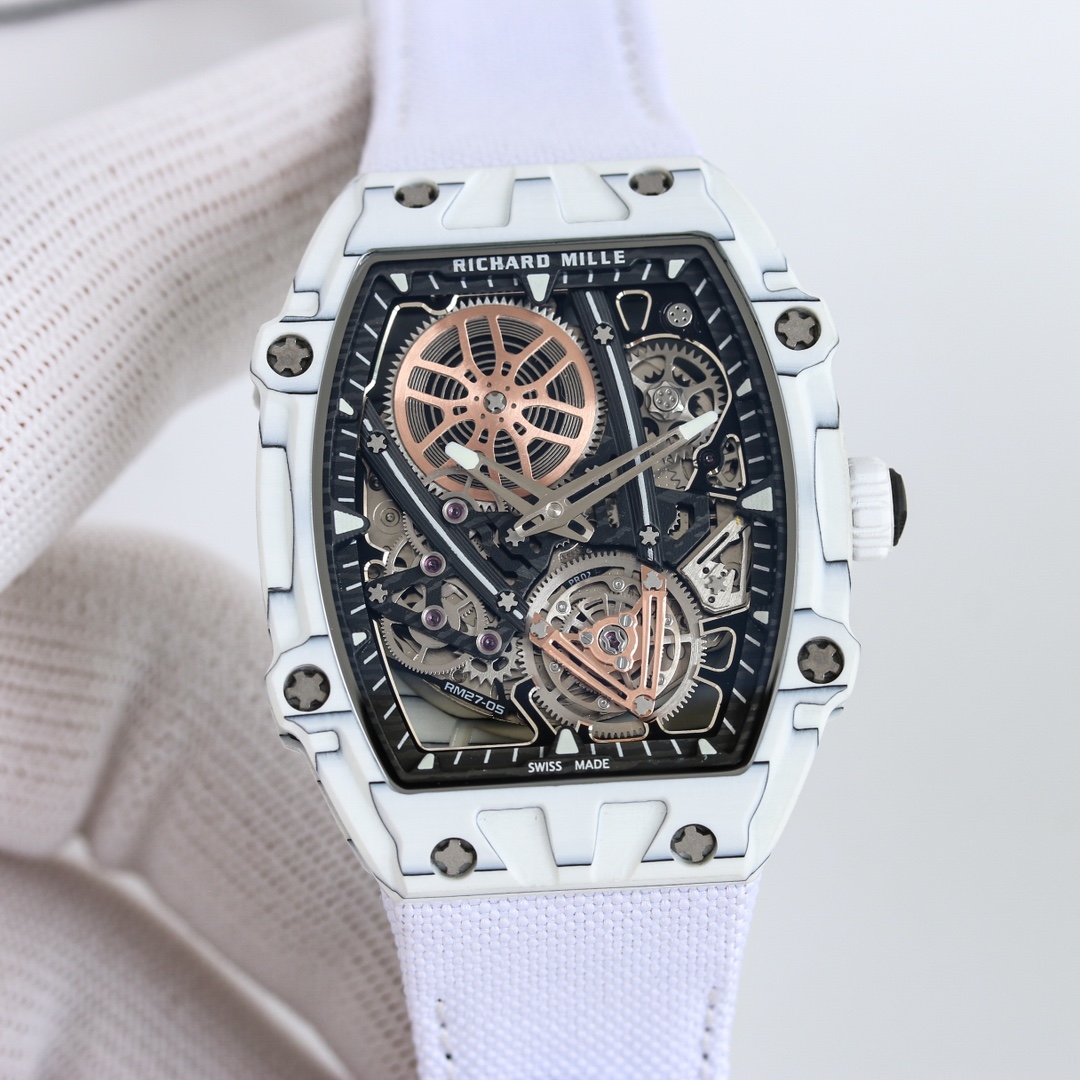 Richard Mille RM27-05 Tourbillon Watch (White Ceramic Case, White Fabric Strap, Rafael Nadal Limited Edition)