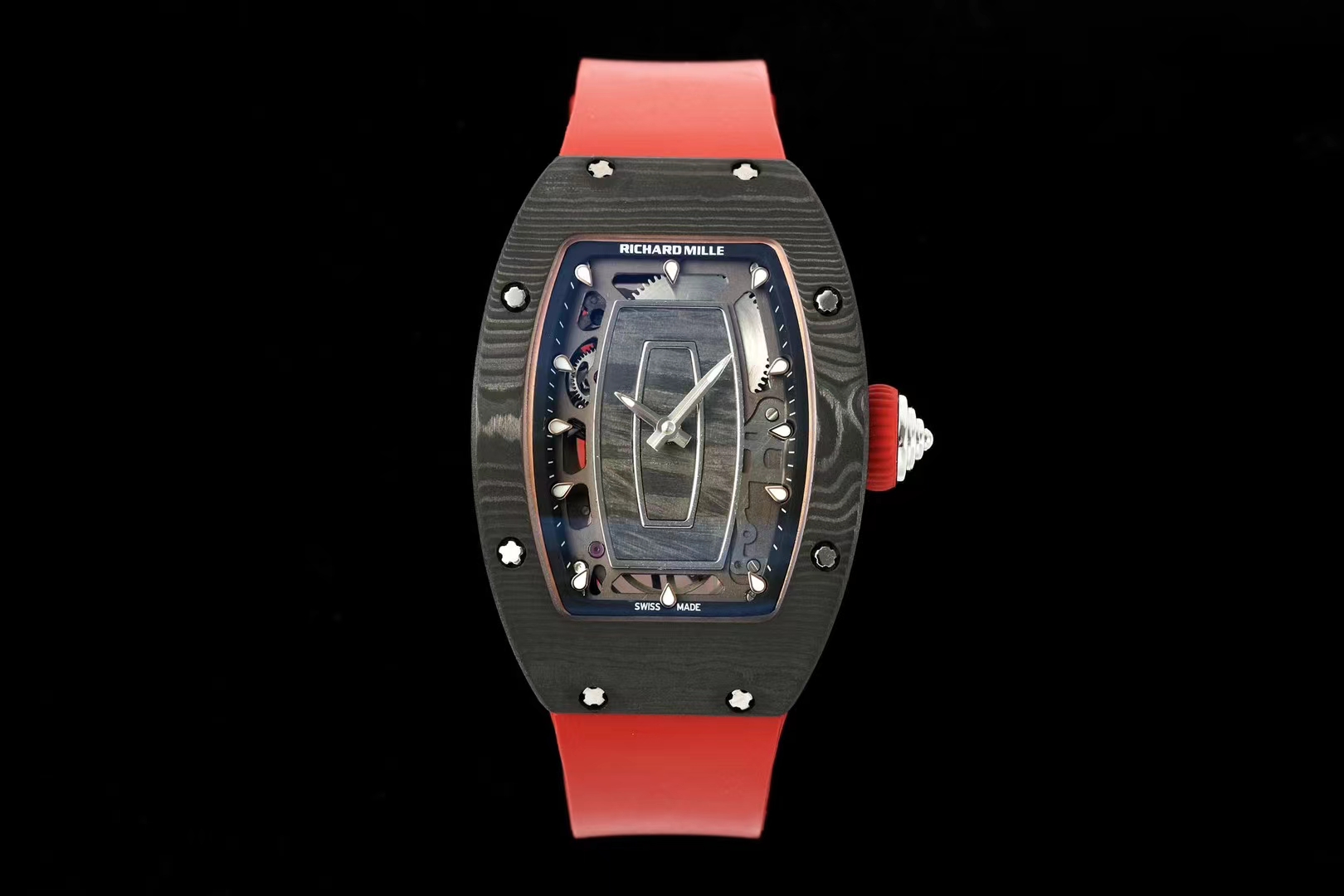 Richard Mille RM 07-01 Automatic Watch (Black NTPT Carbon Case, Red Rubber Strap)