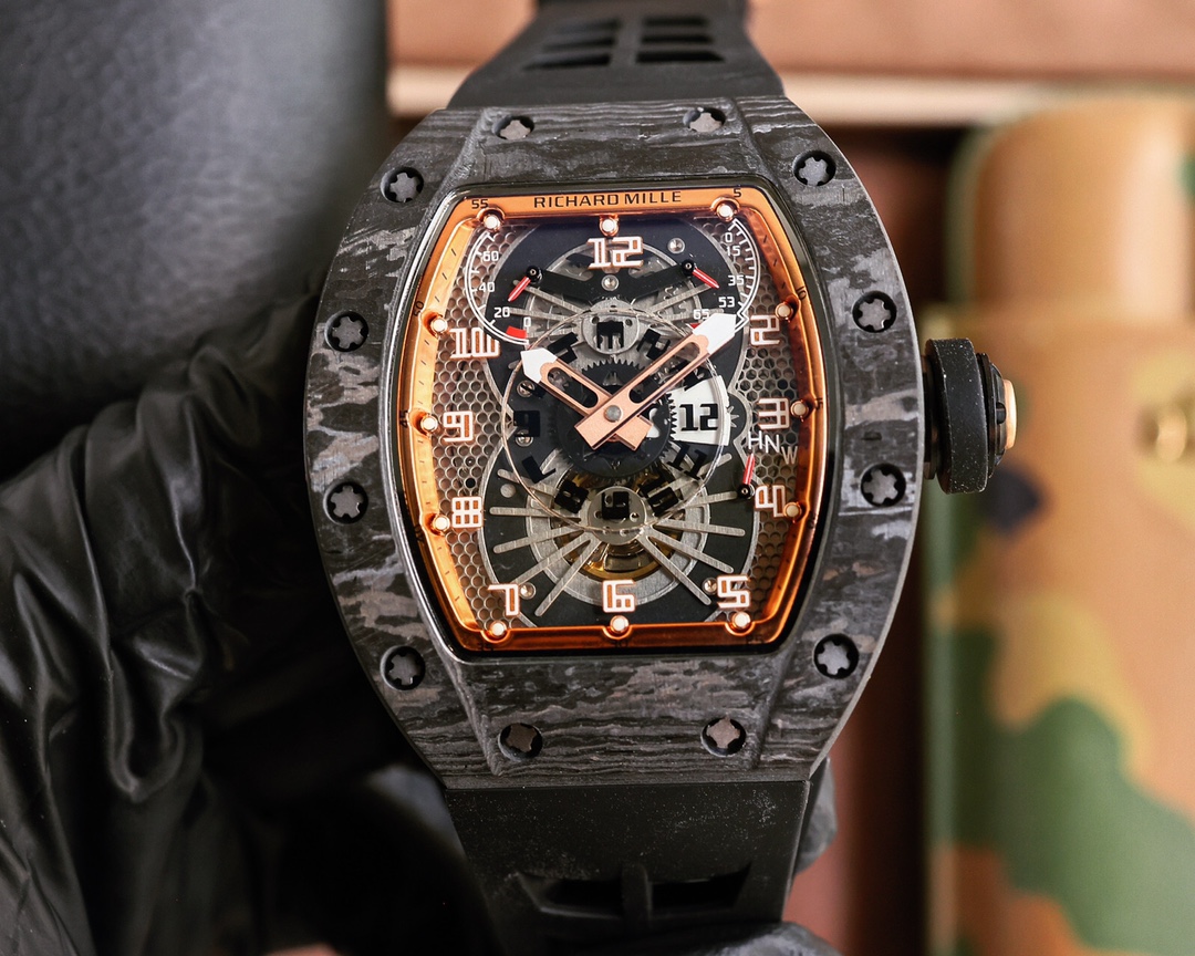 Richard Mille RM 022 Automatic Chronograph Watch (NTPT Carbon Case, Black Rubber Strap)