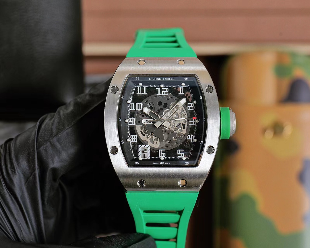 Richard Mille RM 010 Automatic Chronograph Watch (18K Rose Gold Case, Black Rubber Strap)