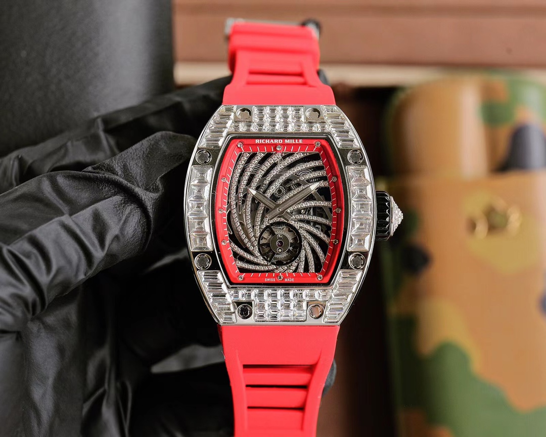 Richard Mille RM 51-02 Tourbillon Talisman Watch (Red Ceramic Case with Diamond Inlay, Red Rubber Strap)