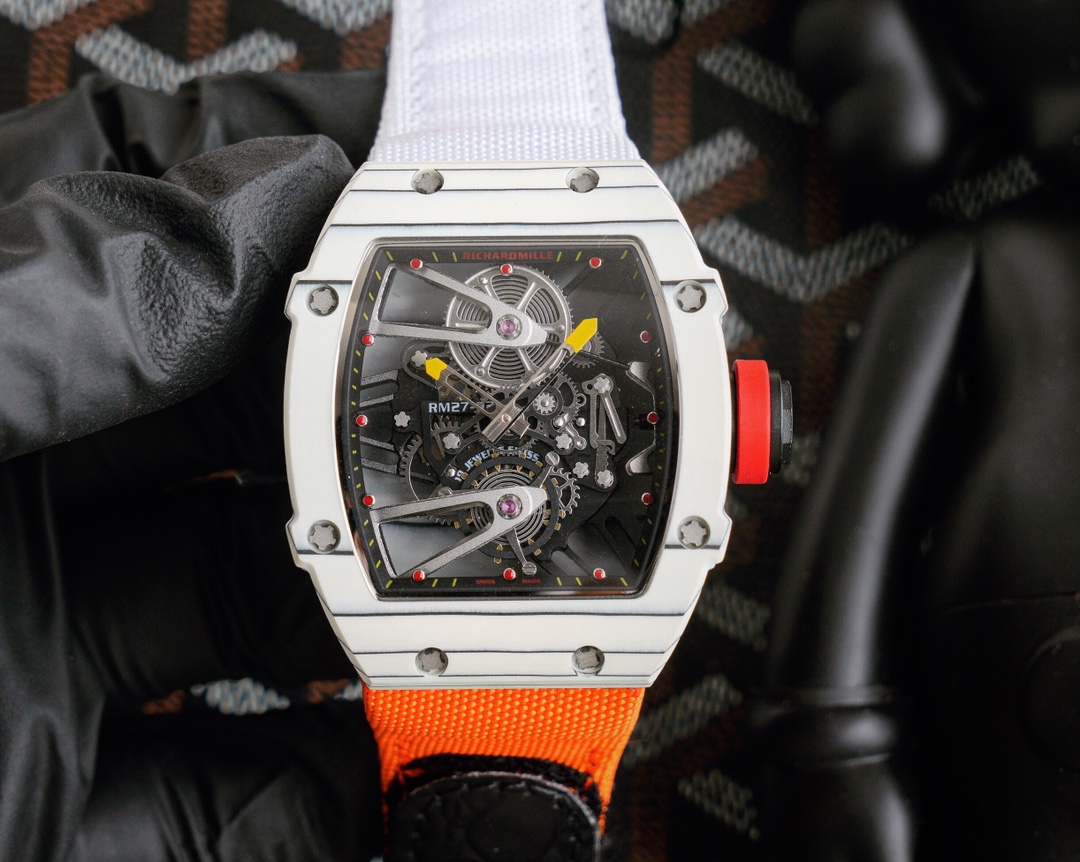 Richard Mille RM 27-02 Tourbillon Watch (White Ceramic Case, Two - Tone Nylon Strap)