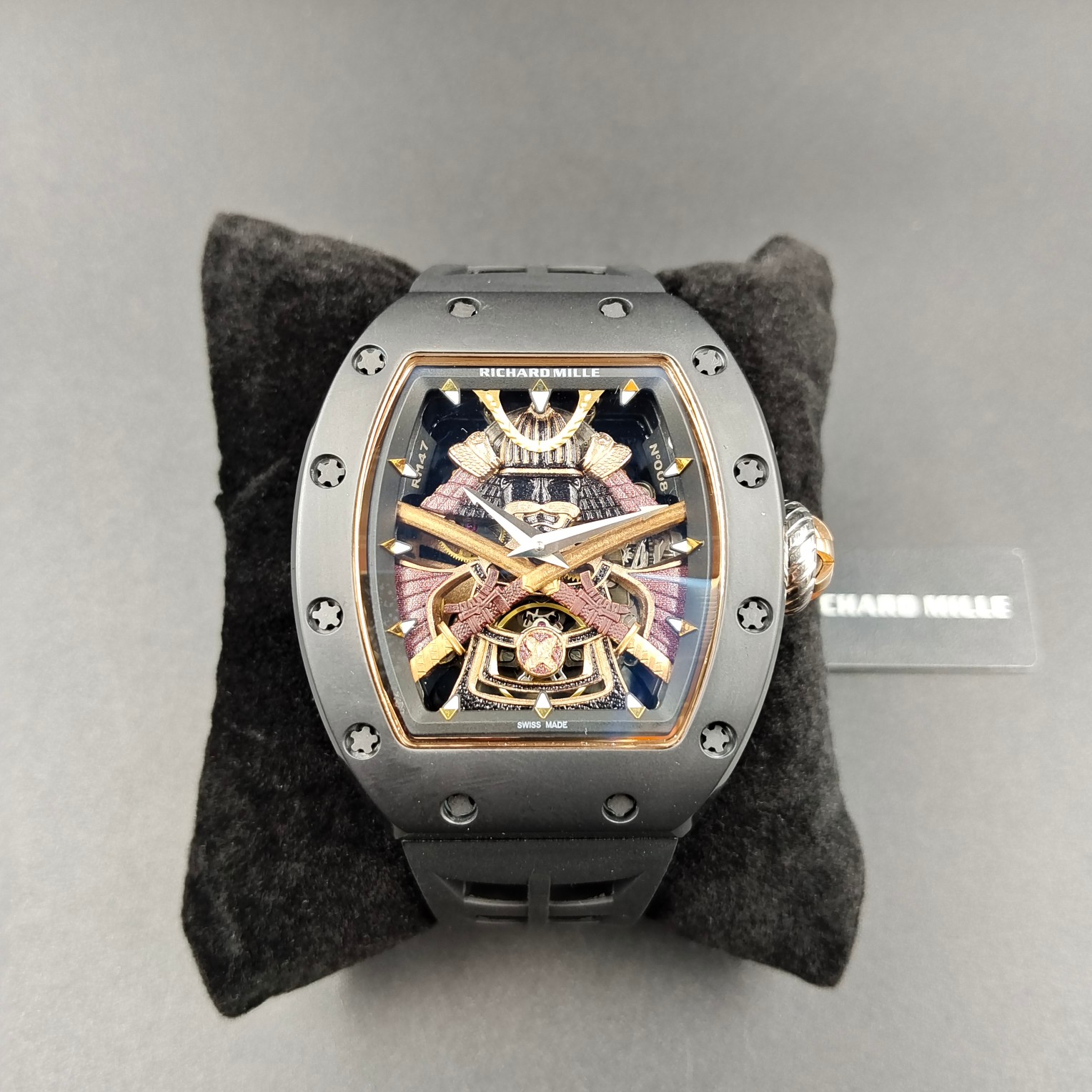 Richard Mille Samurai - Themed Tourbillon Watch (Black Ceramic Case, Black Rubber Strap)