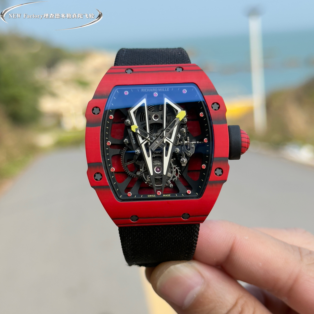 Richard Mille Tourbillon Watch (Red Ceramic Case, Black Fabric Strap)