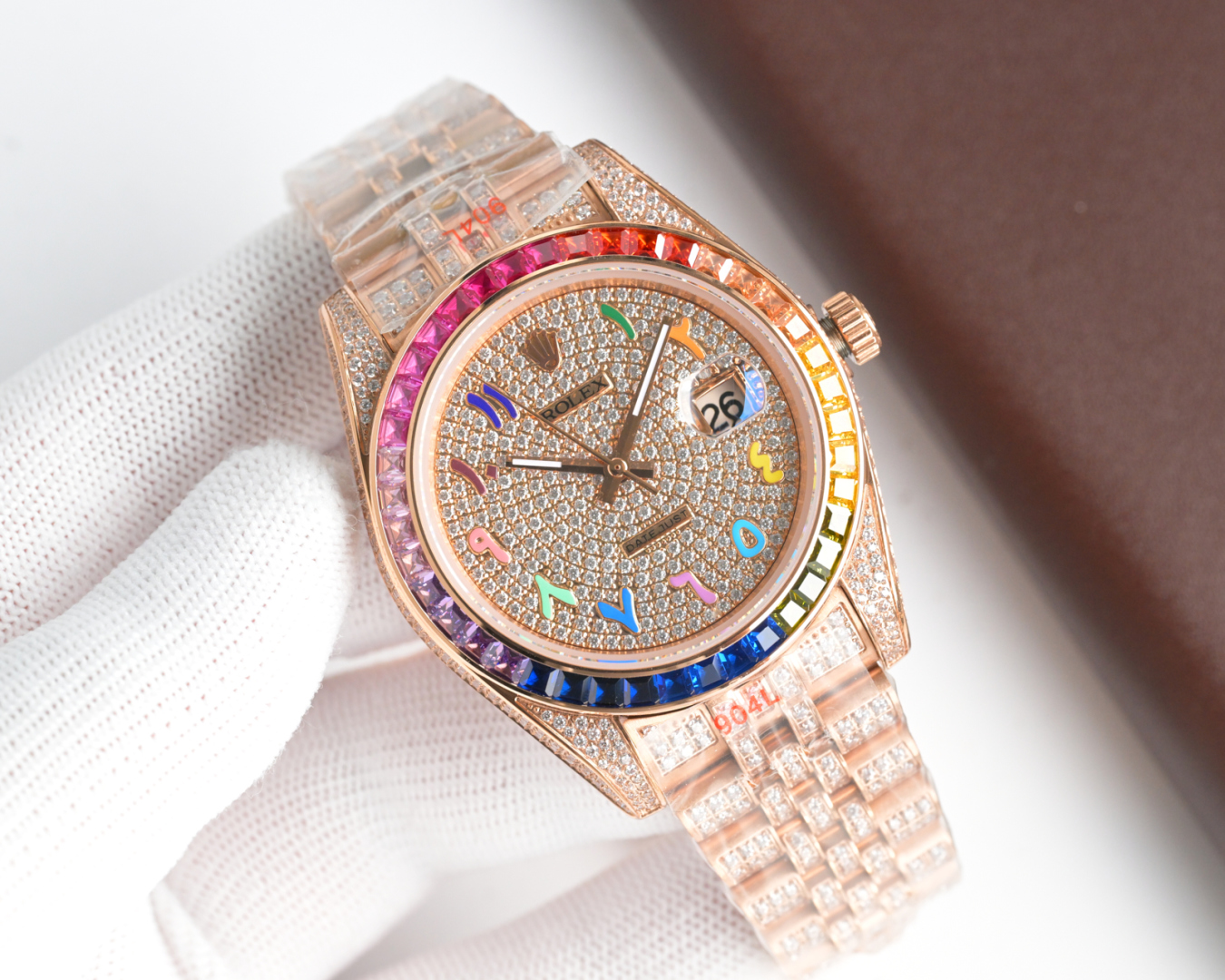 Rolex Datejust Rainbow Diamond - Encrusted Watch (18K Rose Gold, Pavé Dial, President Bracelet)