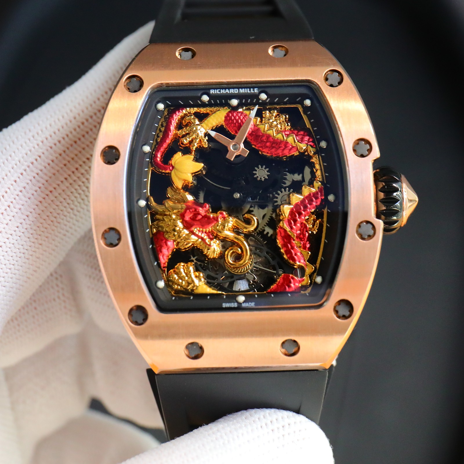 Richard Mille Dragon Tourbillon 18K Rose Gold Watch (Model: RM Custom Dragon)