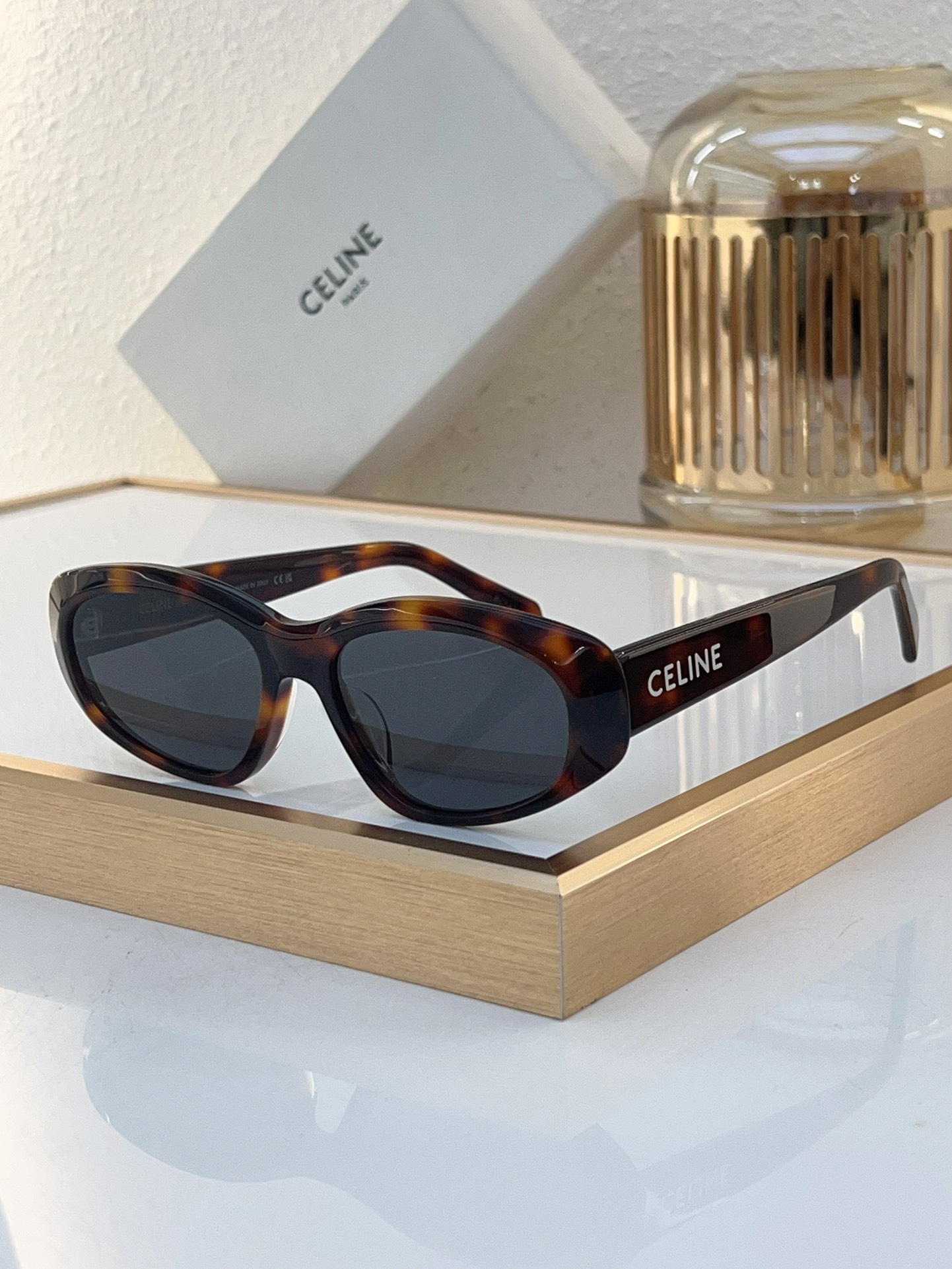 Celine Oval Acetate Sunglasses with Logo Detailing (Model: CL4064)