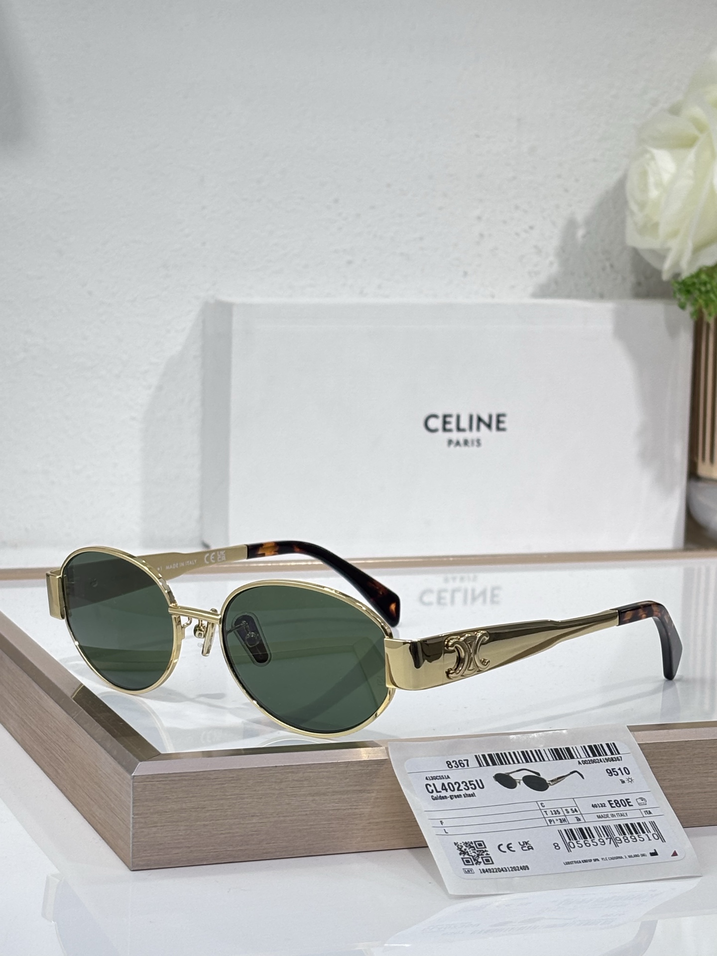 Celine Oval Sunglasses with Gold Triomphe Accents (Model: CL40235U)