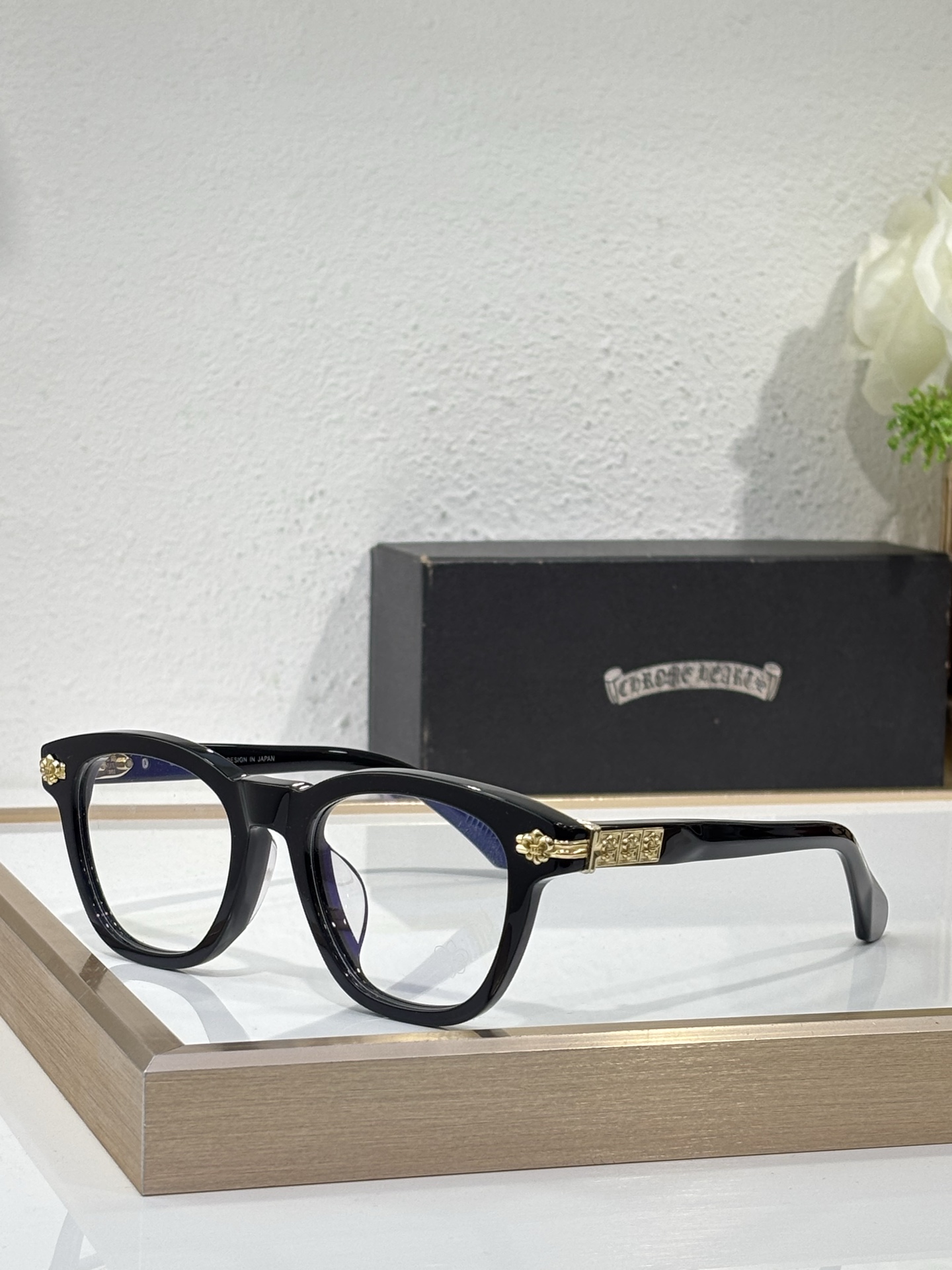Chrome Hearts Square Optical Glasses with Gold - Gothic Engravings (Model: CH - T02)