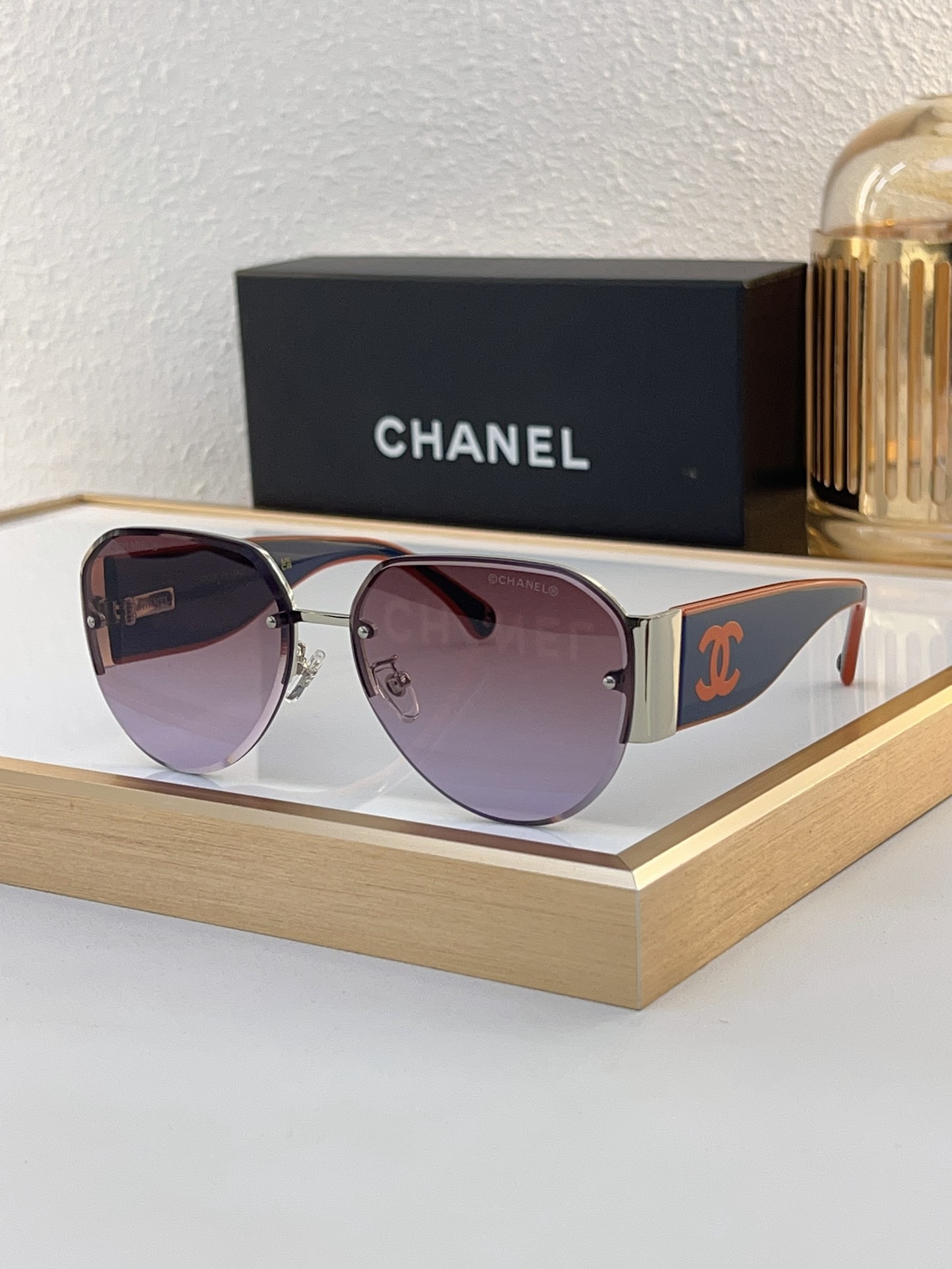Chanel Aviator - Style Sunglasses with Color - Block CC Accents (Model: CH4294)
