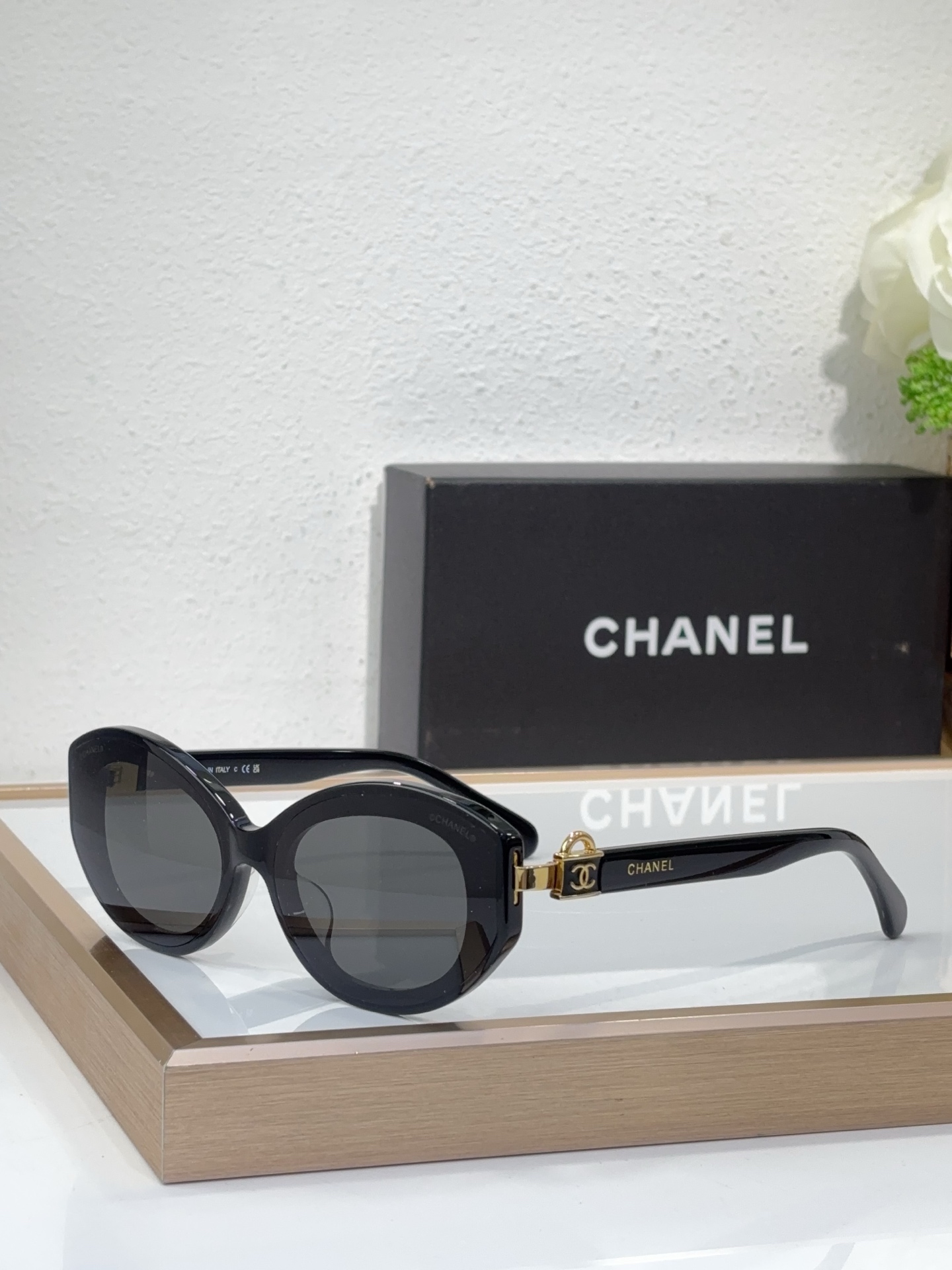 Chanel Round Sunglasses with Gold CC Lock Accents (Model: CH5501)