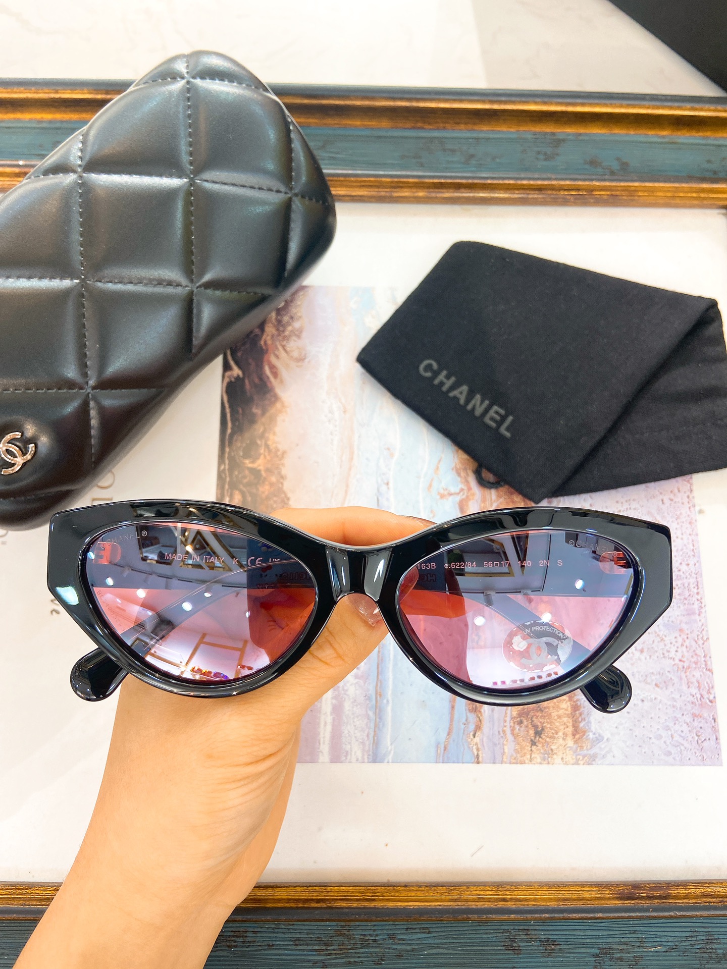 Chanel Light Blue Transparent Acetate Cat - Eye Sunglasses (Model: CH5569)