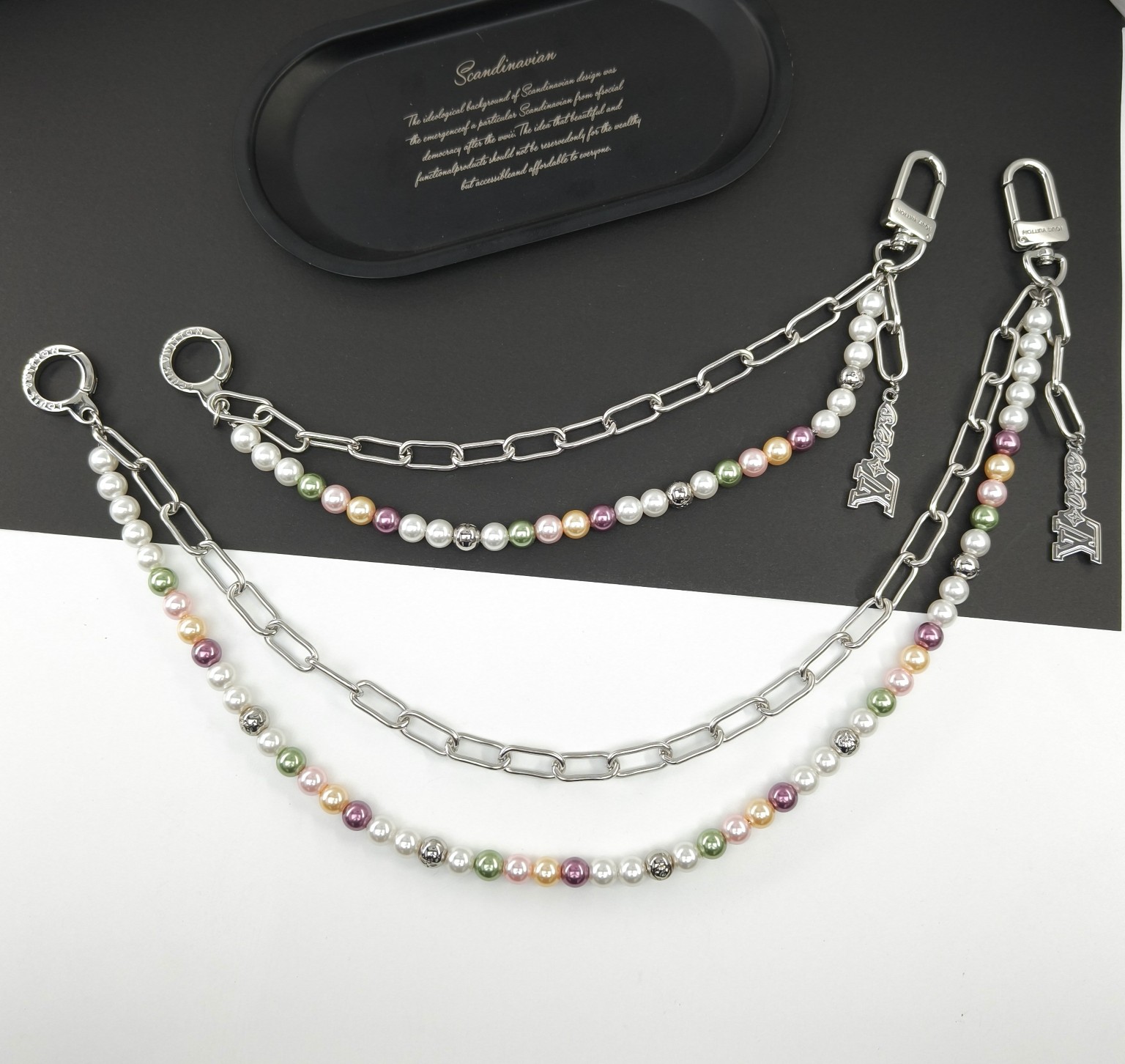 Louis Vuitton Double - Strand Pearl & Gold - Tone Metal Waist Chain with LV Pendant (Model: M81234)