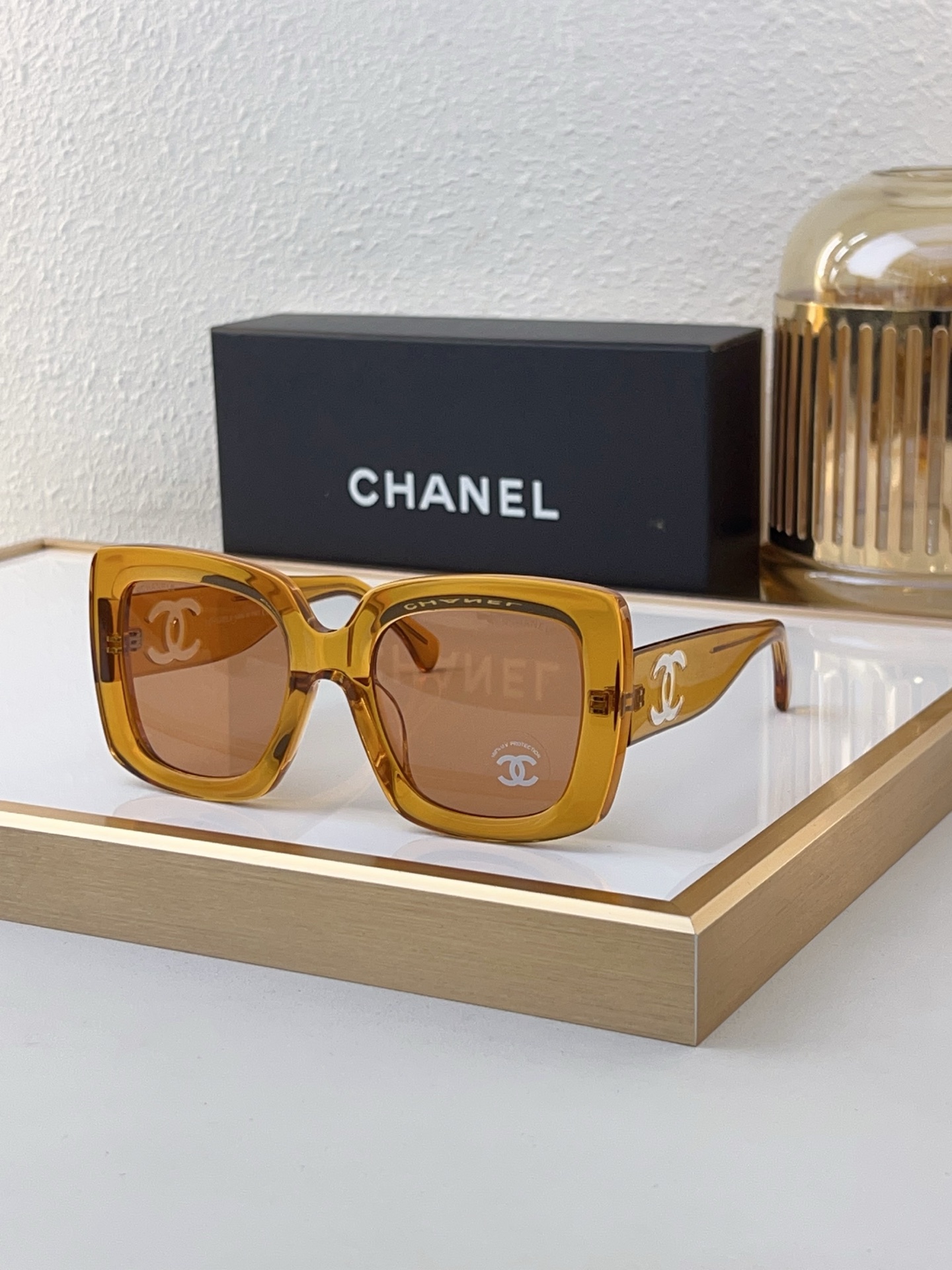 Chanel Amber Acetate Square Sunglasses (Model: CH5490)