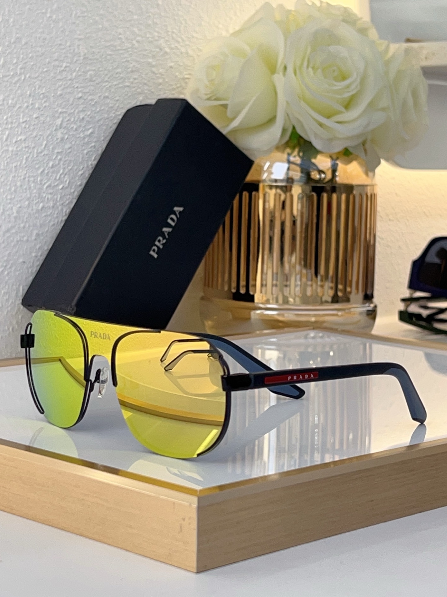 Prada Black Metal Pilot - Style Sunglasses (Model: PR14403S)