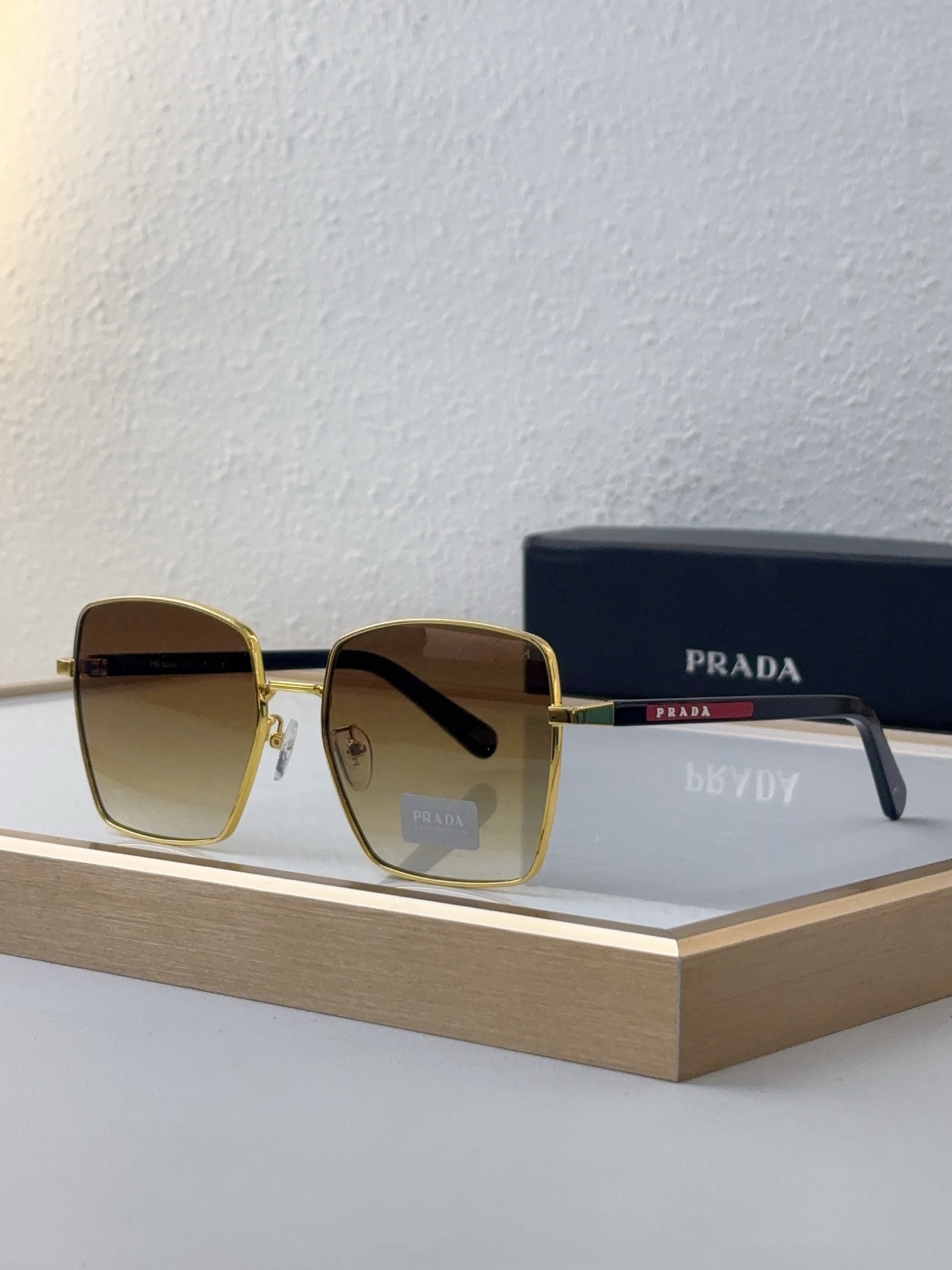 Prada Gold - Tone Metal Square Sunglasses with Gradient Lenses (Model: PR14347S)