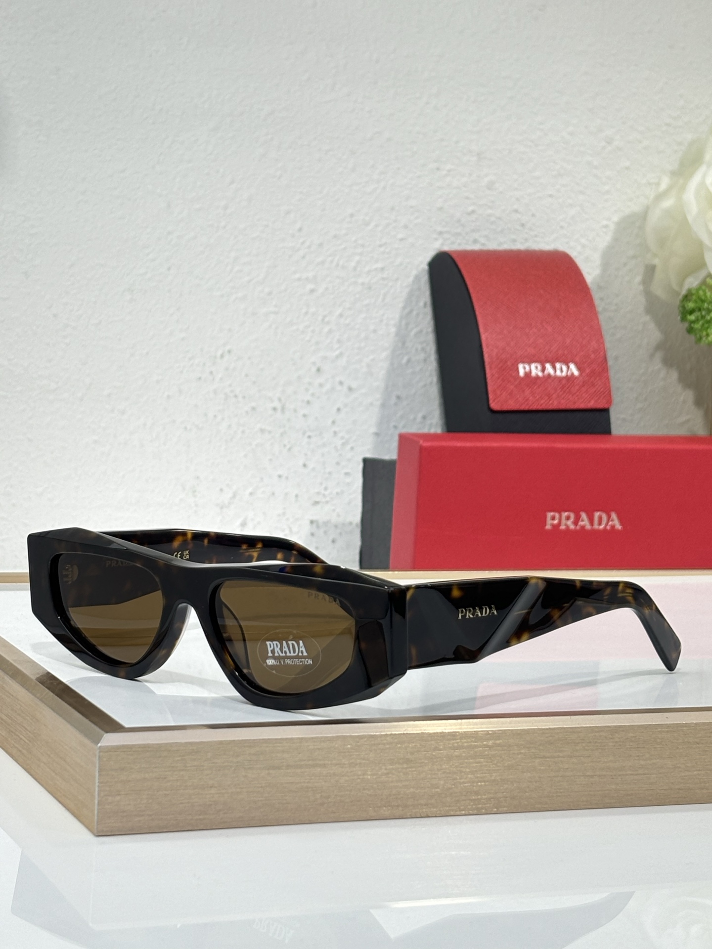Prada Tortoiseshell - Black Acetate Geometric Sunglasses (Model: PR12670S)