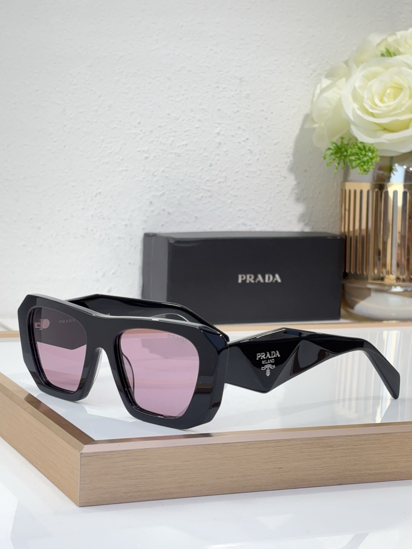 Prada Tortoiseshell Acetate Square Sunglasses (Model: PR12569S)