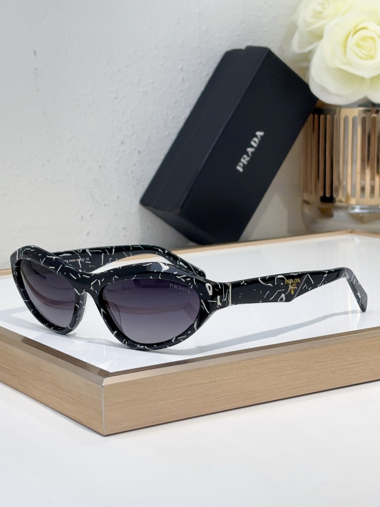 Prada Marbled Acetate Cat - Eye Sunglasses (Model: PR10670S)