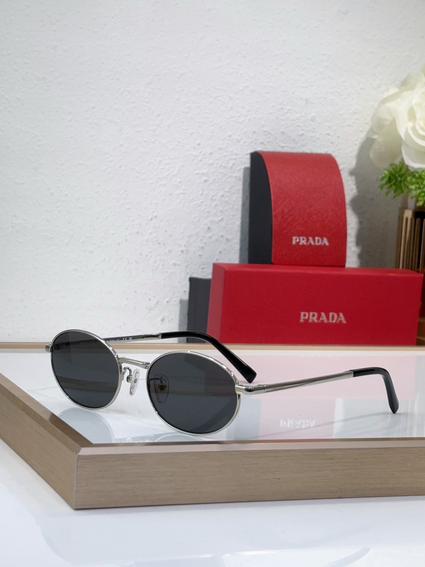 Prada Black Metal Square Optical Glasses (Model: PR10014O)
