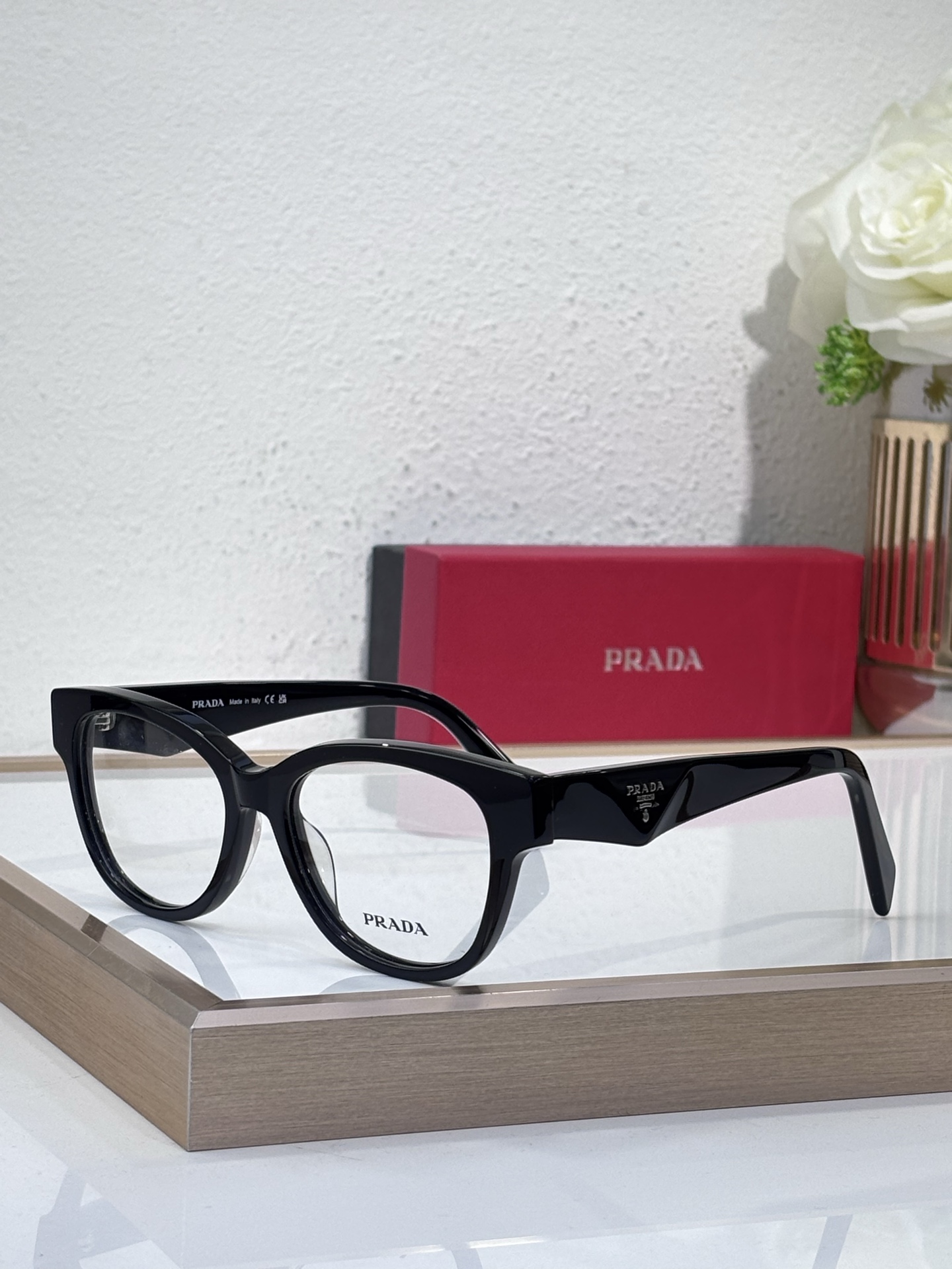 Prada Black Acetate Cat - Eye Optical Glasses (Model: PR8236O)