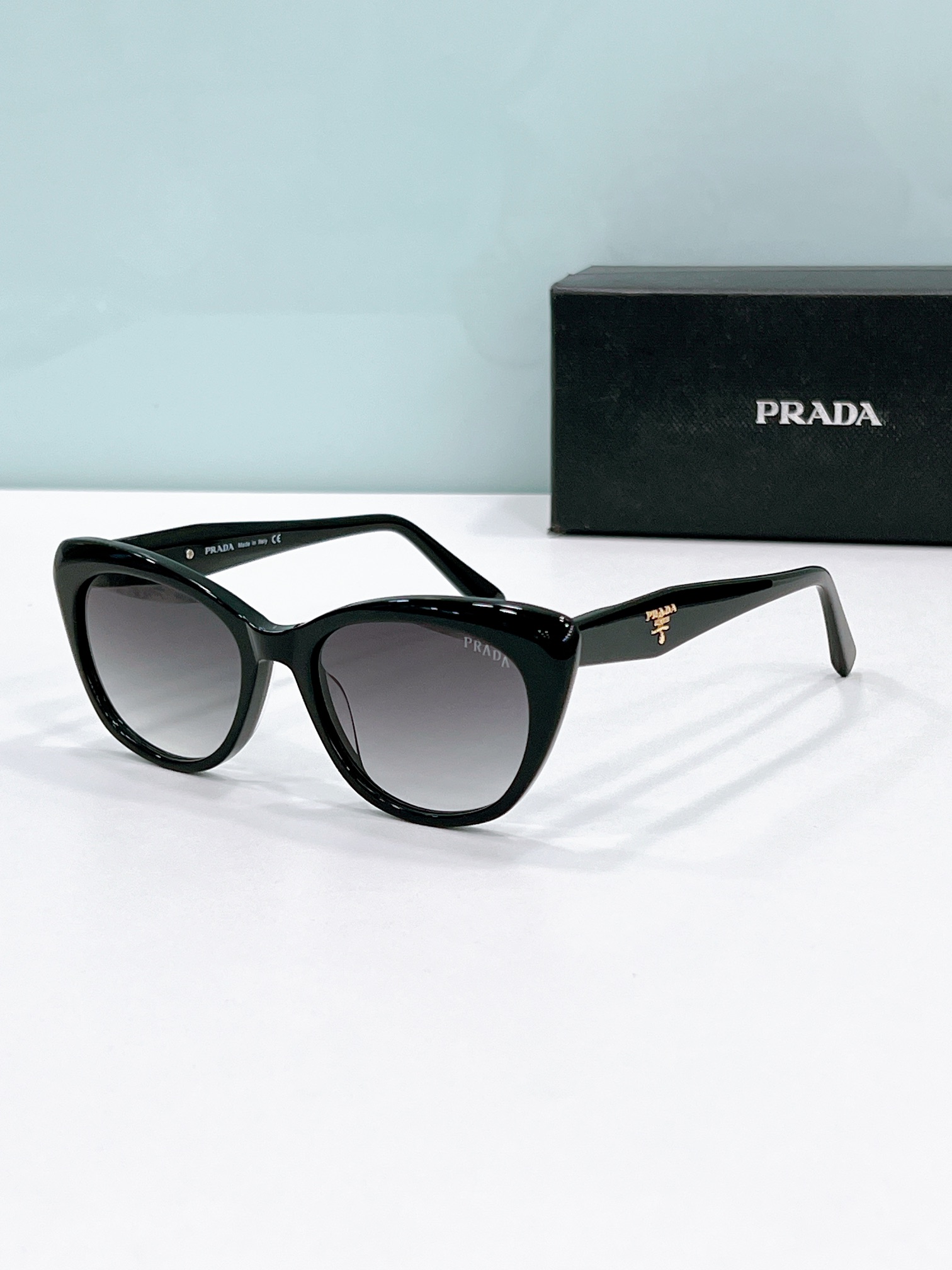Prada Black Acetate Cat - Eye Sunglasses with Gradient Lenses (Model: PR7903S)