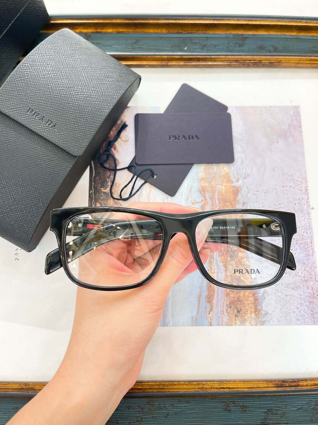 Prada Black Acetate Square Optical Glasses (Model: PR7670O)