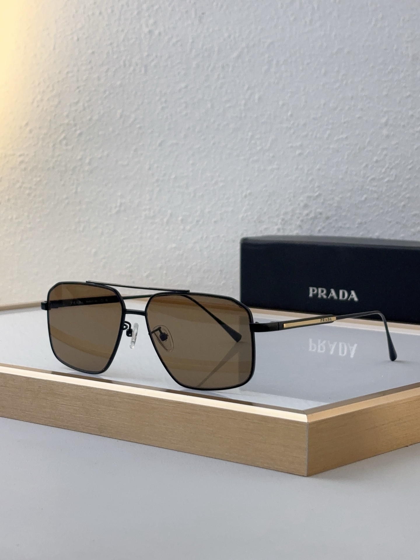 Prada Black - Tone Metal Aviator Sunglasses with Gold Accents (Model: PR6125S)