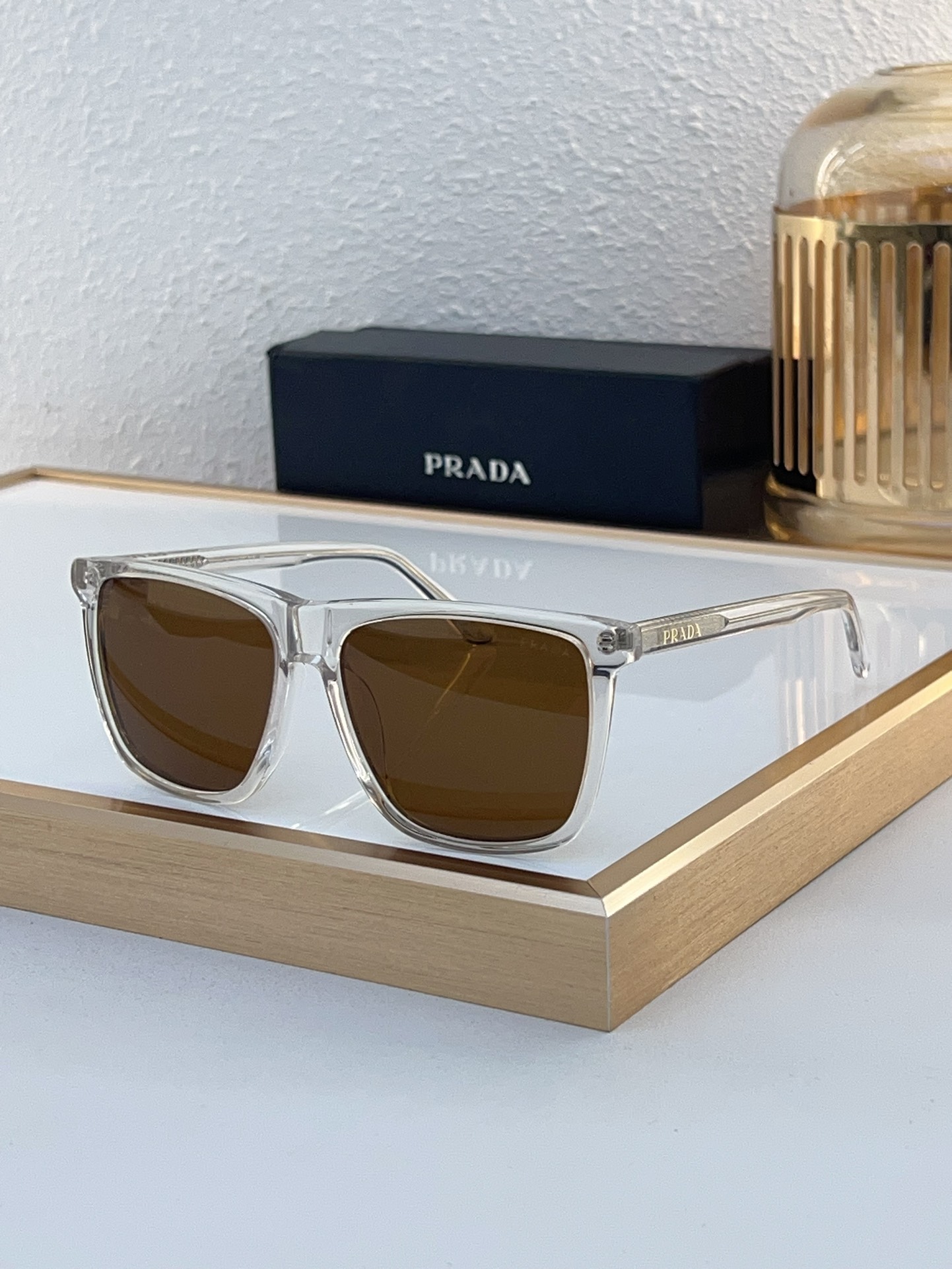 Prada Transparent Acetate Square Sunglasses (Model: PR5014S)