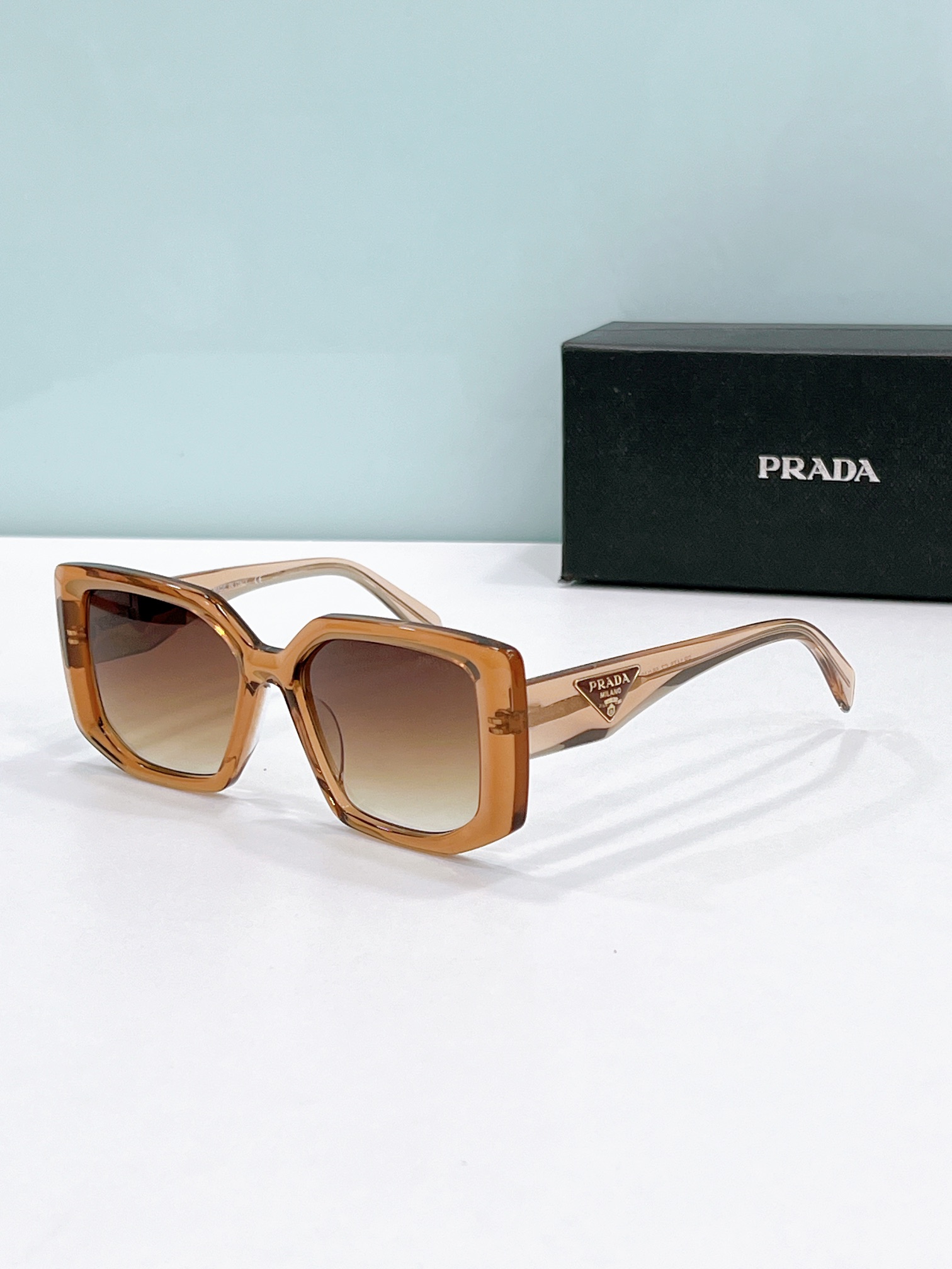 Prada Translucent Brown Acetate Square Sunglasses (Model: PR2125S)