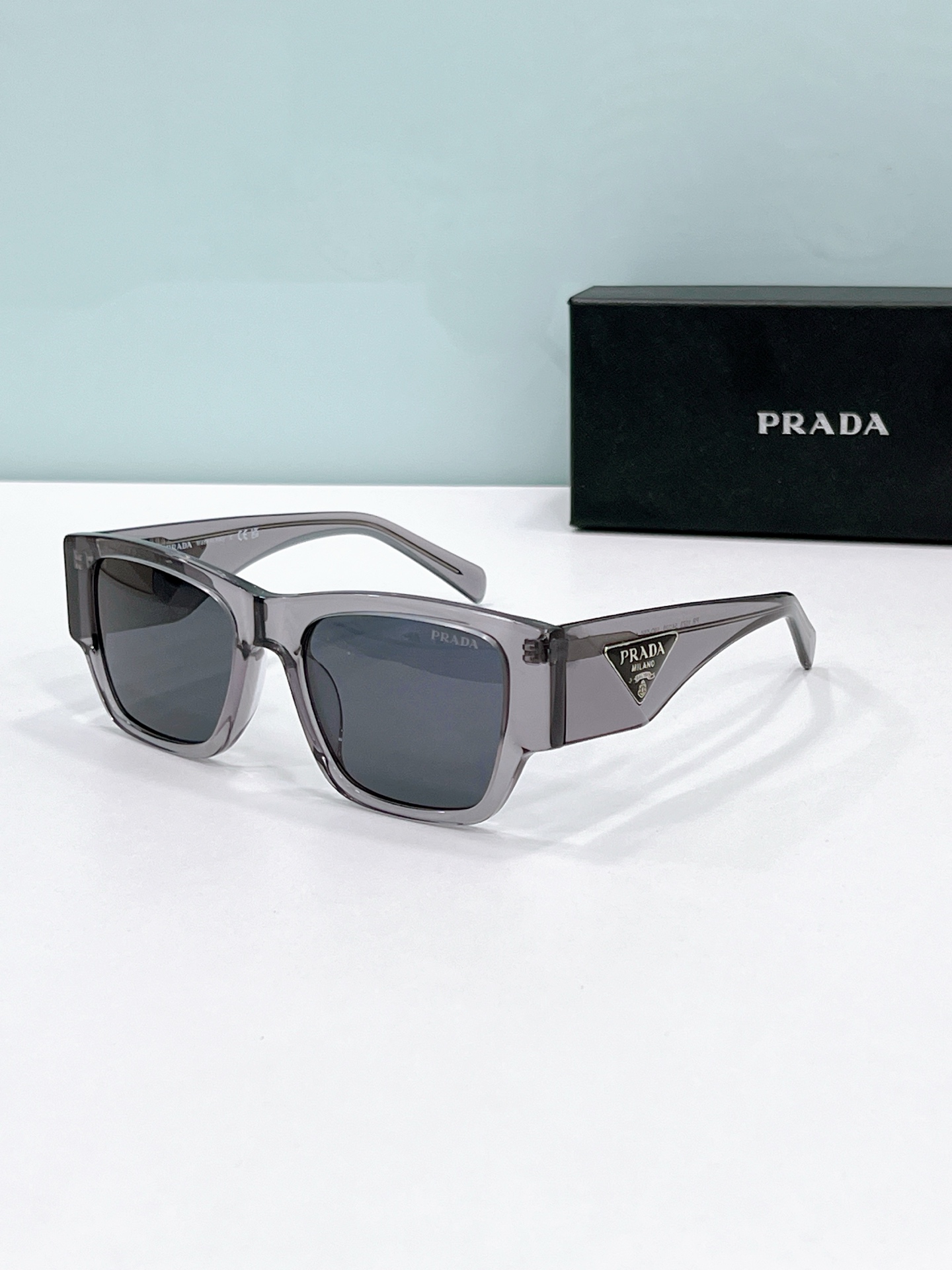 Prada Translucent Gray Acetate Square Sunglasses (Model: PR1781S)