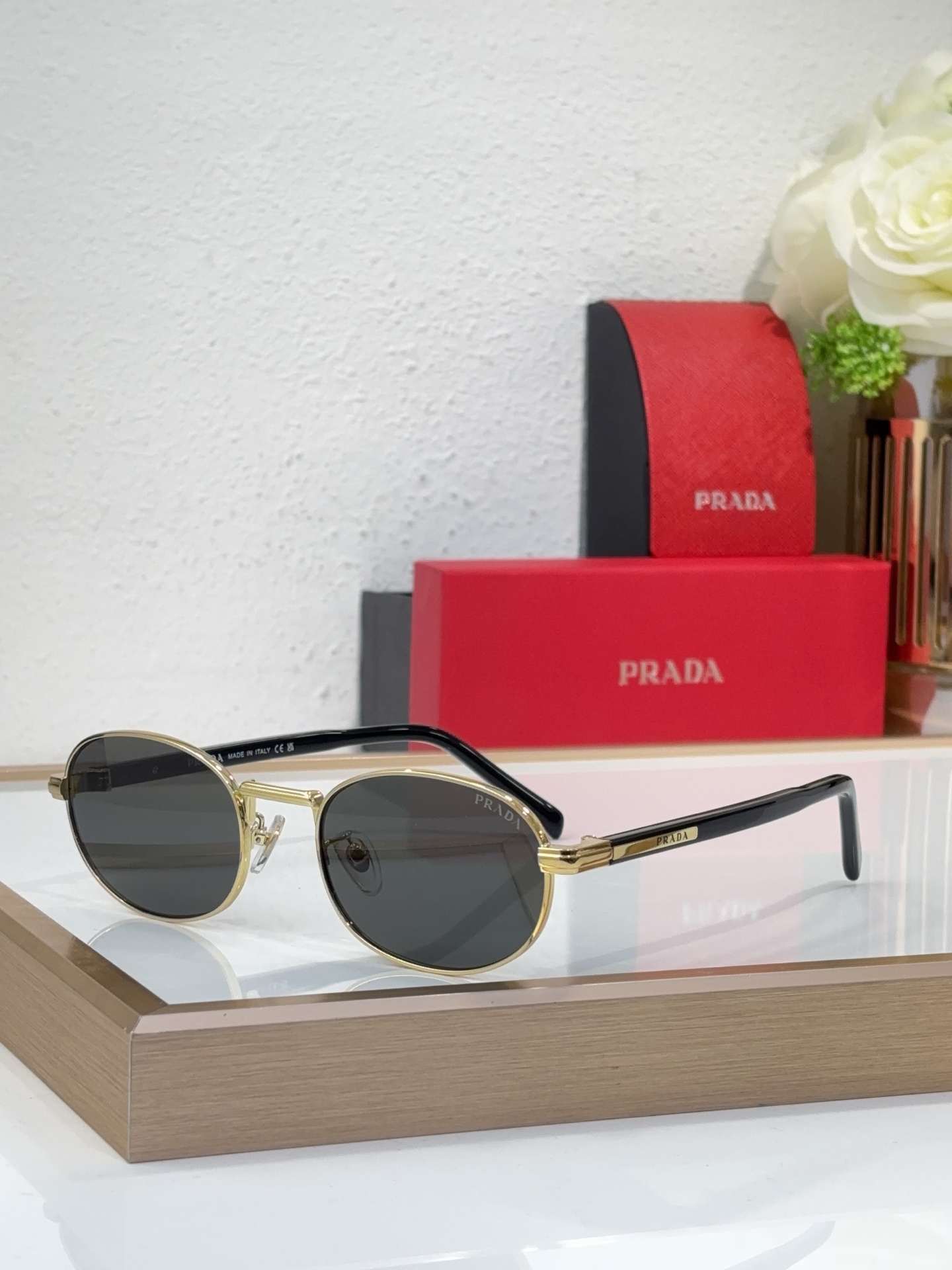 Prada Gold - Tone Metal Oval Sunglasses (Model: PR7788S)