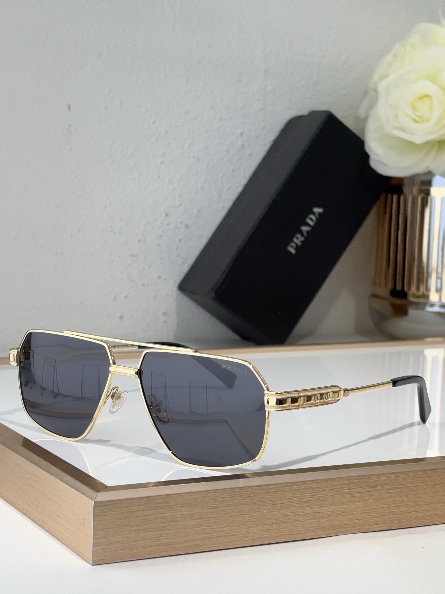 Prada Gold - Tone Metal Octagonal Sunglasses (Model: PR3344S)