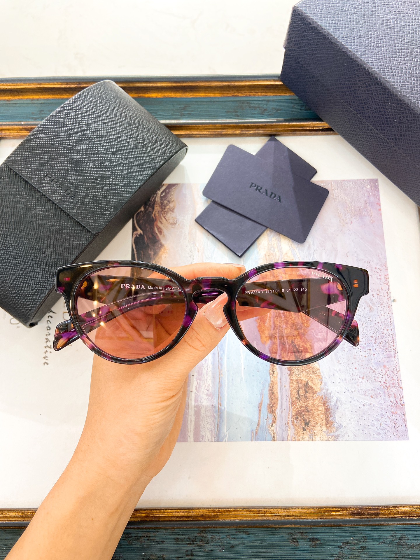 Prada Purple - Tortoise Acetate Round Sunglasses (Model: PR 17WV)