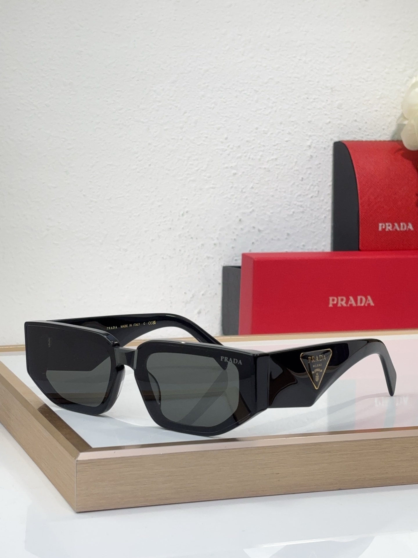 Prada Marble - Effect Acetate Rectangular Cat - Eye Sunglasses (Model: PR3333S)