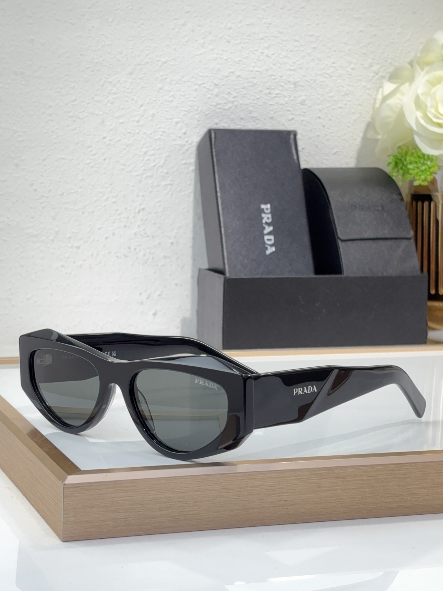 Prada Black Acetate Cat - Eye Sunglasses (Model: PR4567S)