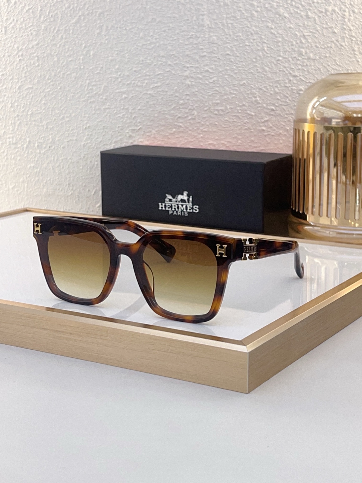 Hermès Tortoiseshell Acetate Square Sunglasses (Model: HER010S)