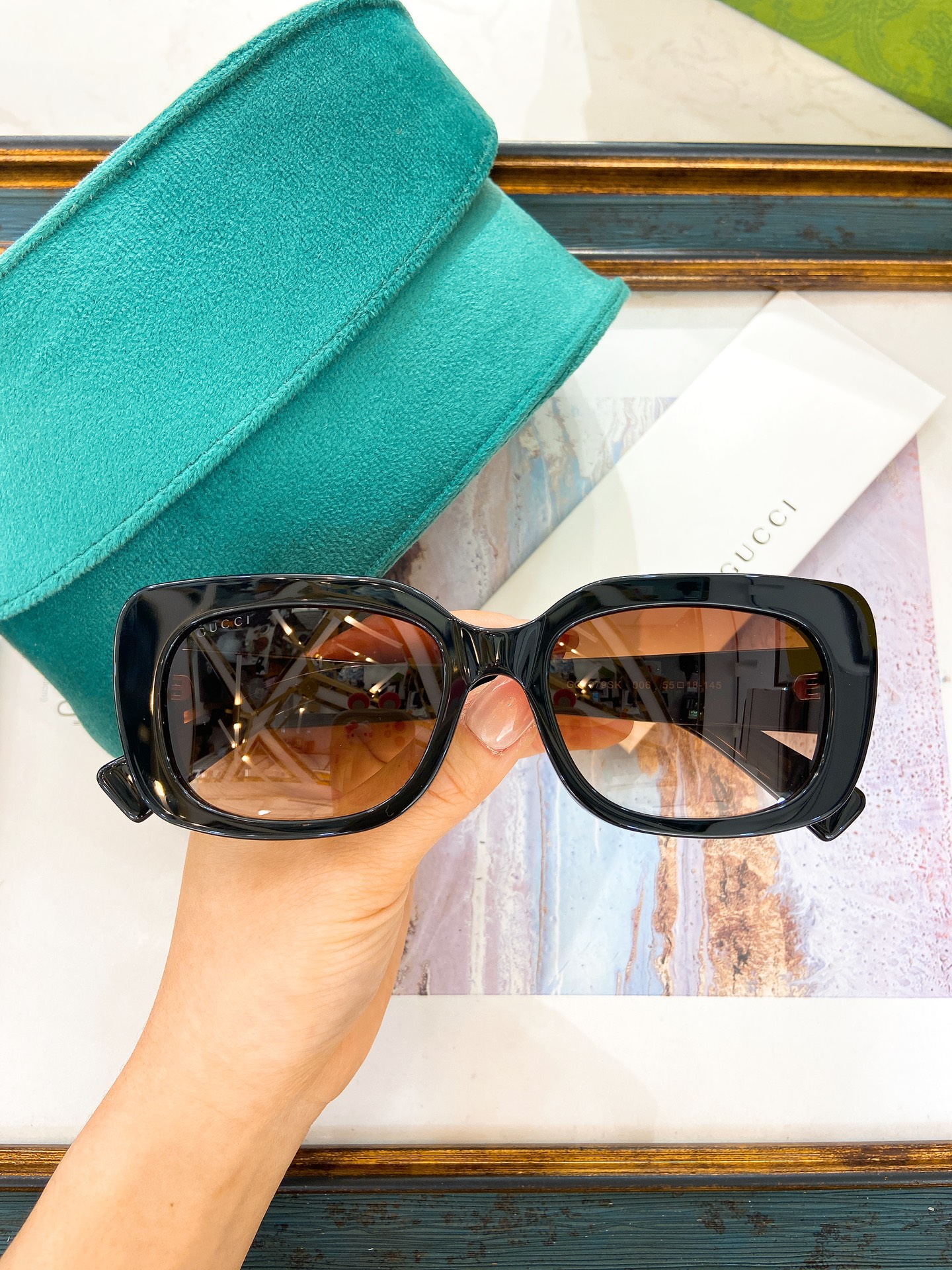 Gucci Burgundy Acetate Square Sunglasses (Model: GG1360S)
