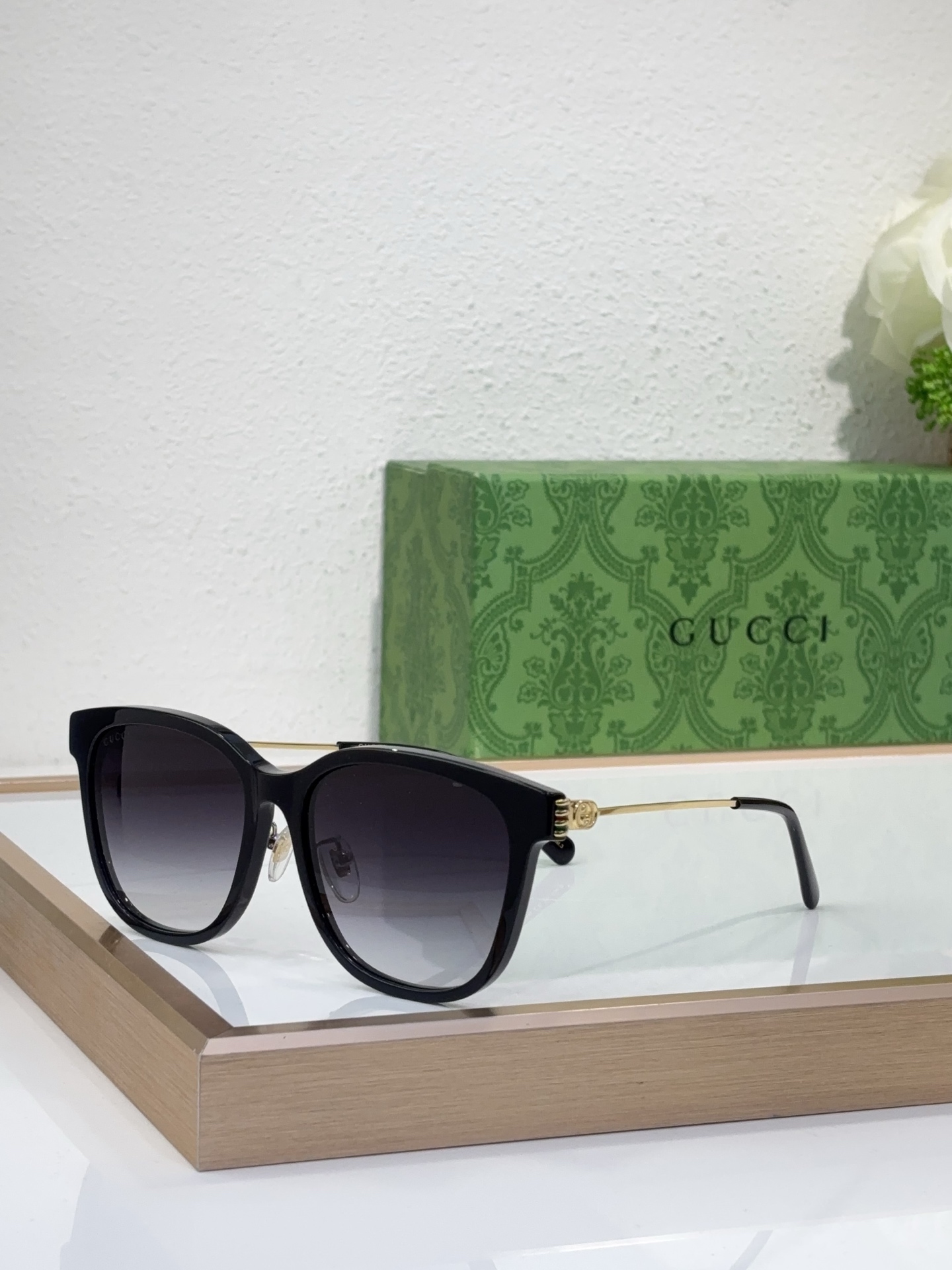 Gucci Black Acetate Square - Cat Eye Sunglasses (Model: GG1328S)