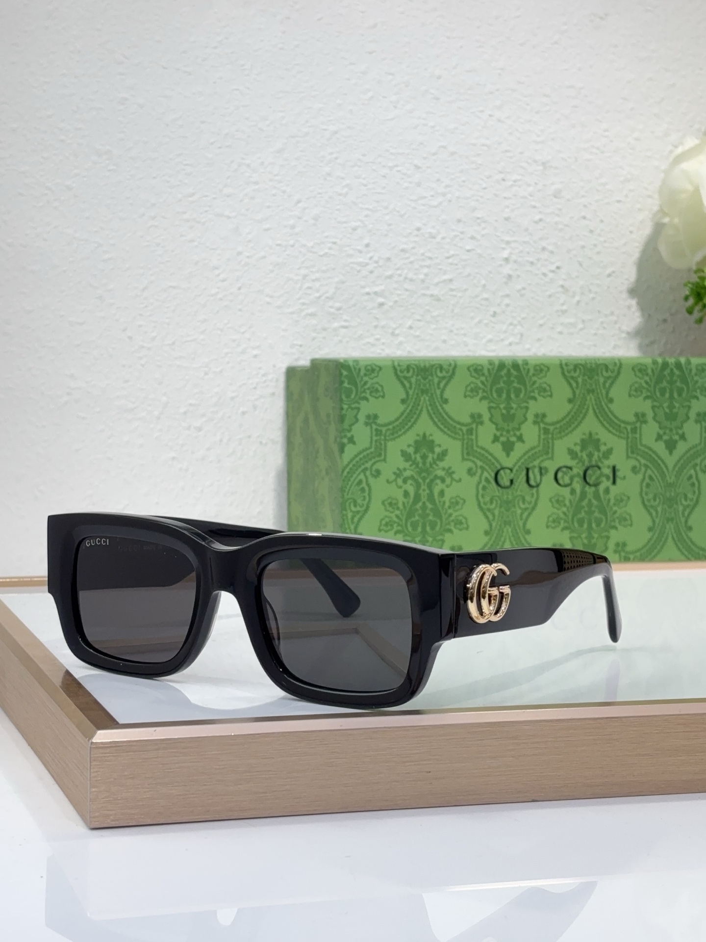 Gucci Square Acetate Sunglasses with Gold - Tone Double G Accents (Model: GG4900S)
