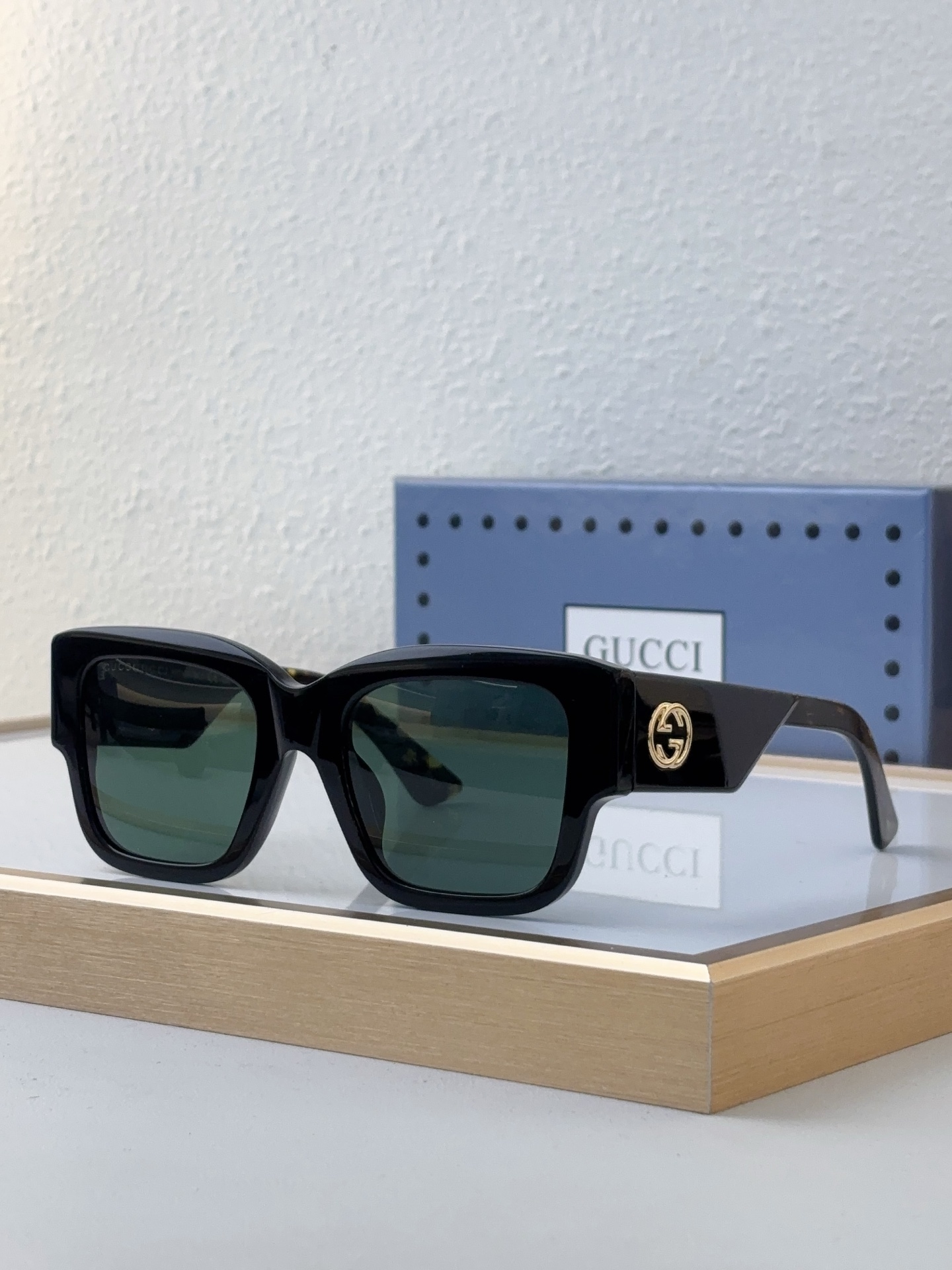 Gucci Square Acetate Sunglasses with Gold - Tone Double G Accents (Model: GG4500S)