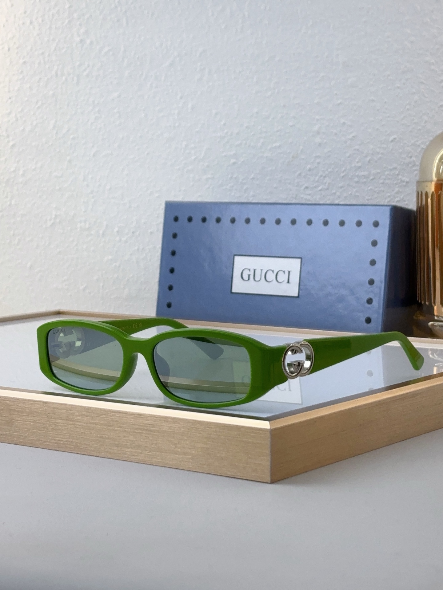 Gucci Rectangular Acetate Sunglasses with Gold - Tone Double G Accents (Model: GG3900S)