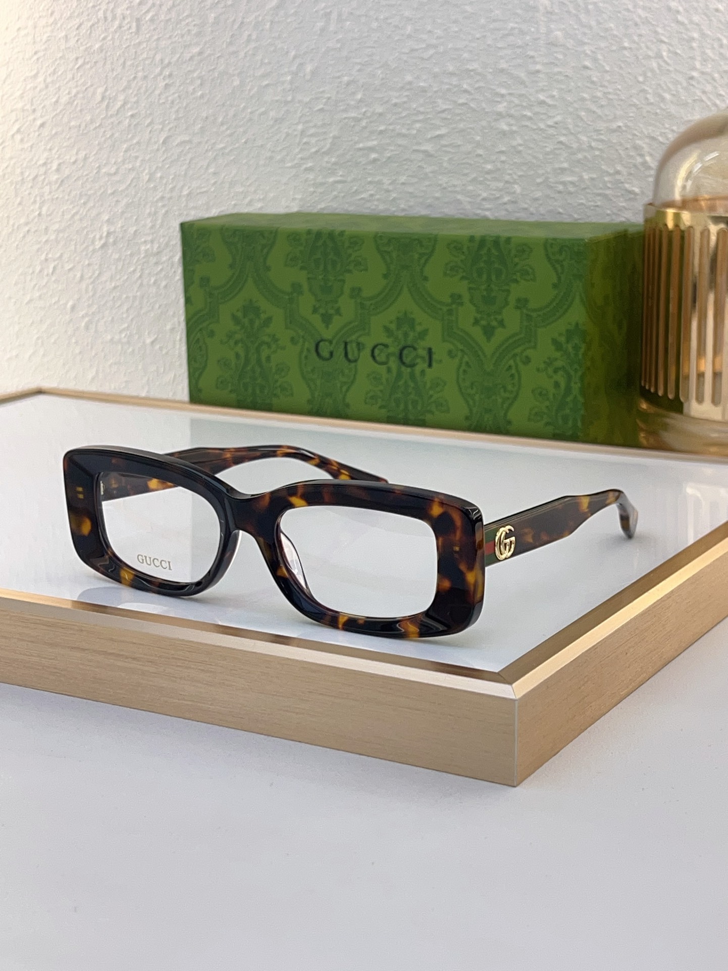 Gucci Square - Frame Optical Eyeglasses with Tortoiseshell Acetate & Gold - Tone GG Accents