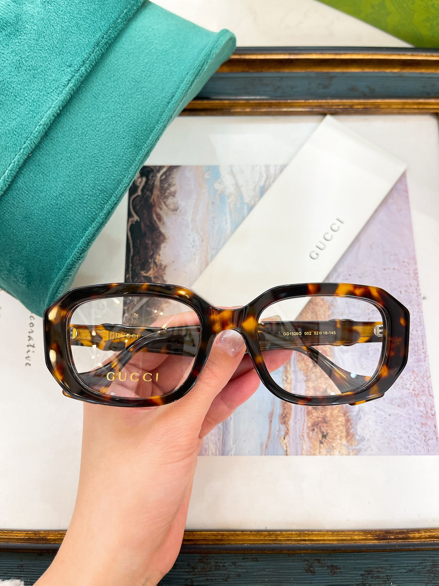 Gucci Hexagonal - Frame Optical Eyeglasses with Tortoiseshell Acetate (Model: GG1526O 002)