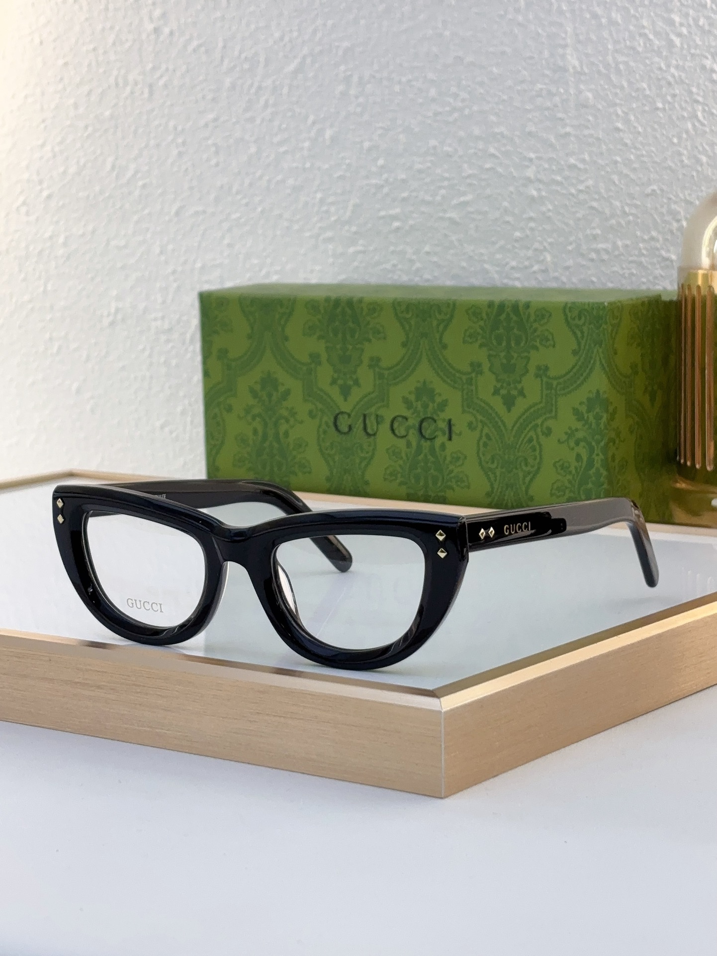 Gucci Cat - Eye Optical Eyeglasses with Metal Accents & Logo Detailing